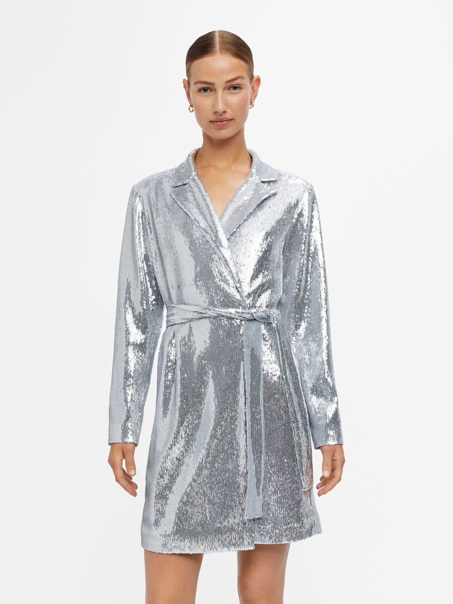 Elula Sequin Blazer Dress for Women - Silver Glitter Party Blazer Dress | Perfect for Cocktail Parties, Evening Events & Special Occasions