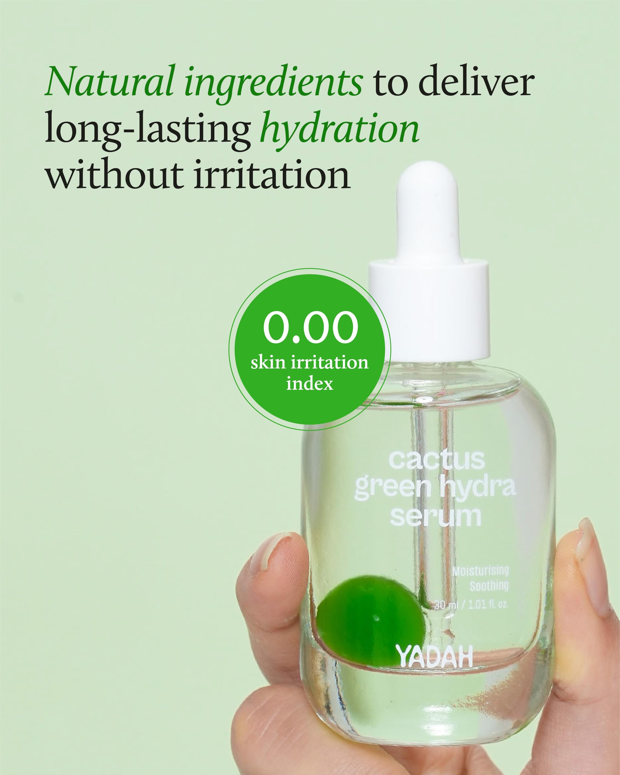 YADAH Cactus Soothing Gel 8.45oz & Cactus Green Hydra Serum 1.01oz - Vegan Sunburn Relief, Cooling Skin Care for Irritated Skin & Face Redness | Korean Skincare with Niacinamide for Hydration & Oil-Moisture Balance | Perfect for Post-Sun Care, Daily Hydration & Sensitive Skin Routine