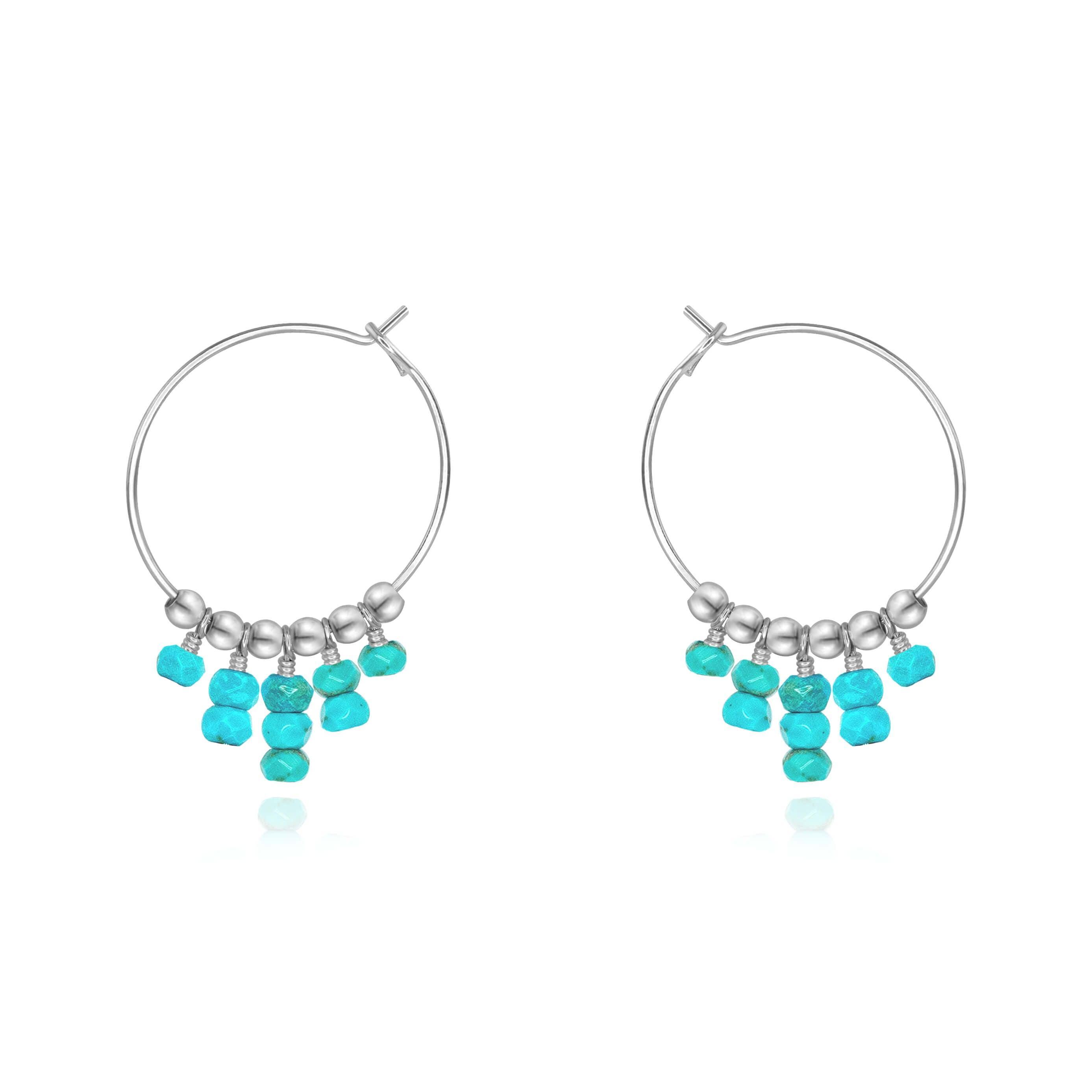 Turquoise Statement Hoop Earrings for Women - Large Boho Chic Dangle Earrings - Handmade Jewelry for Parties, Weddings & Everyday Wear