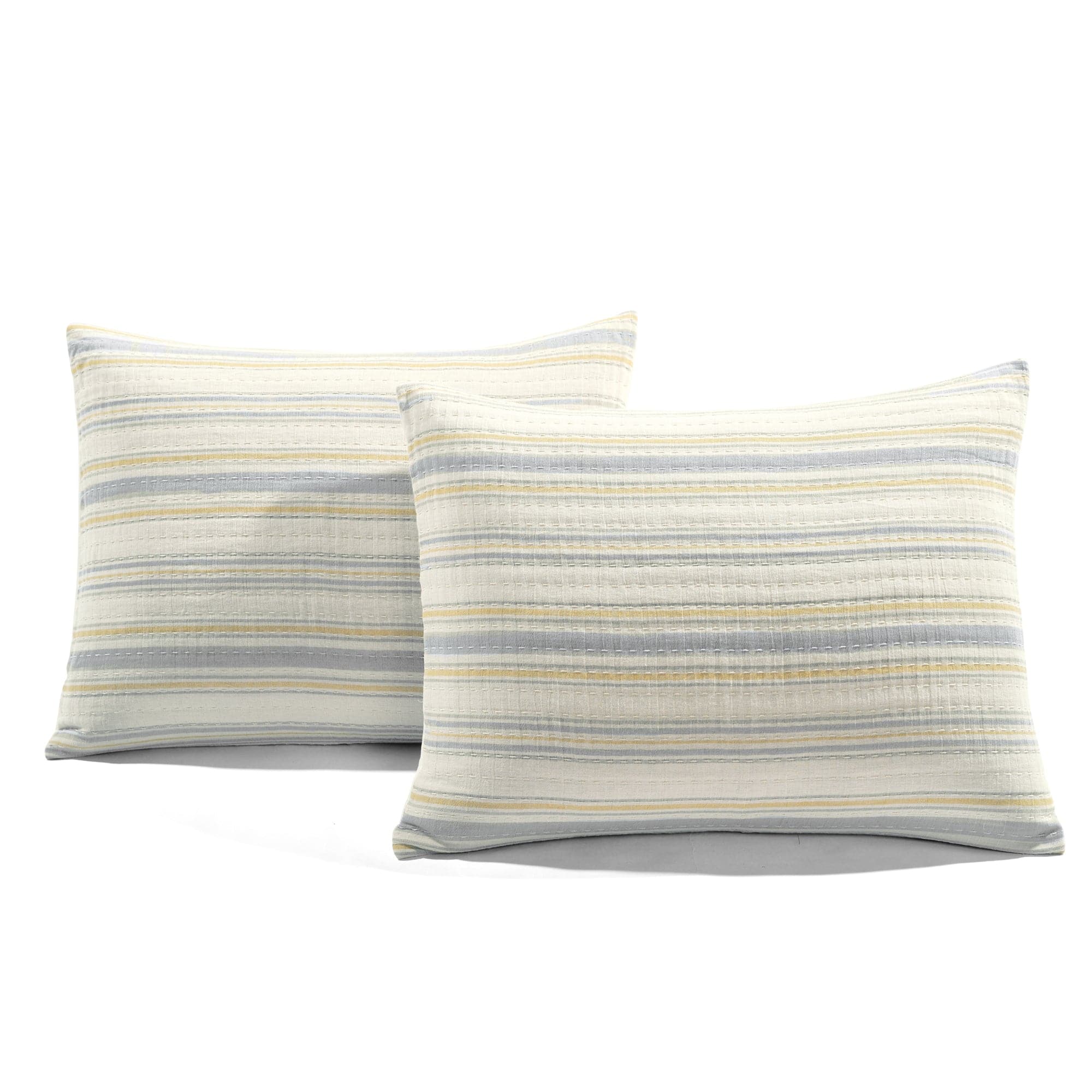 Solange Stripe Kantha Hand-Stitched Yarn-Dyed Cotton Woven Quilt & Coverlet Set - Lightweight Bedspread for Boho Chic Bedroom Decor