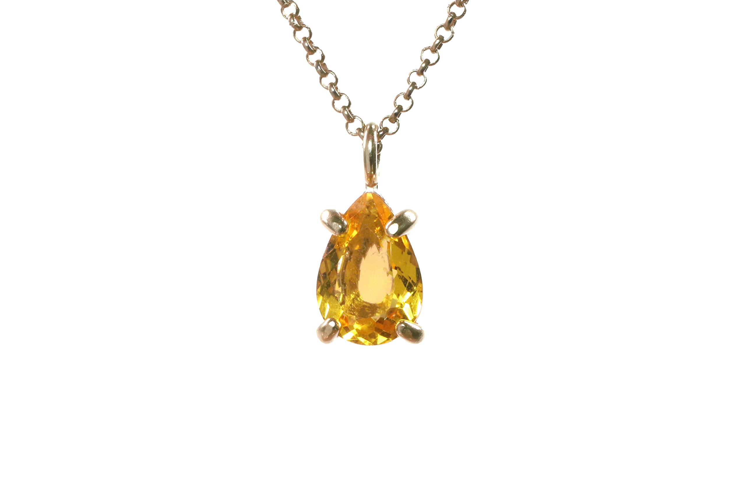 Handmade Pear Citrine Pendant Necklace for Women - Elegant Anemone Jewelry with Chic Crystal Birthstone - Perfect for Birthday, Wedding & Everyday Fashion - Comes with Gift Box | Ideal for Gifts, Special Occasions & Daily Wear