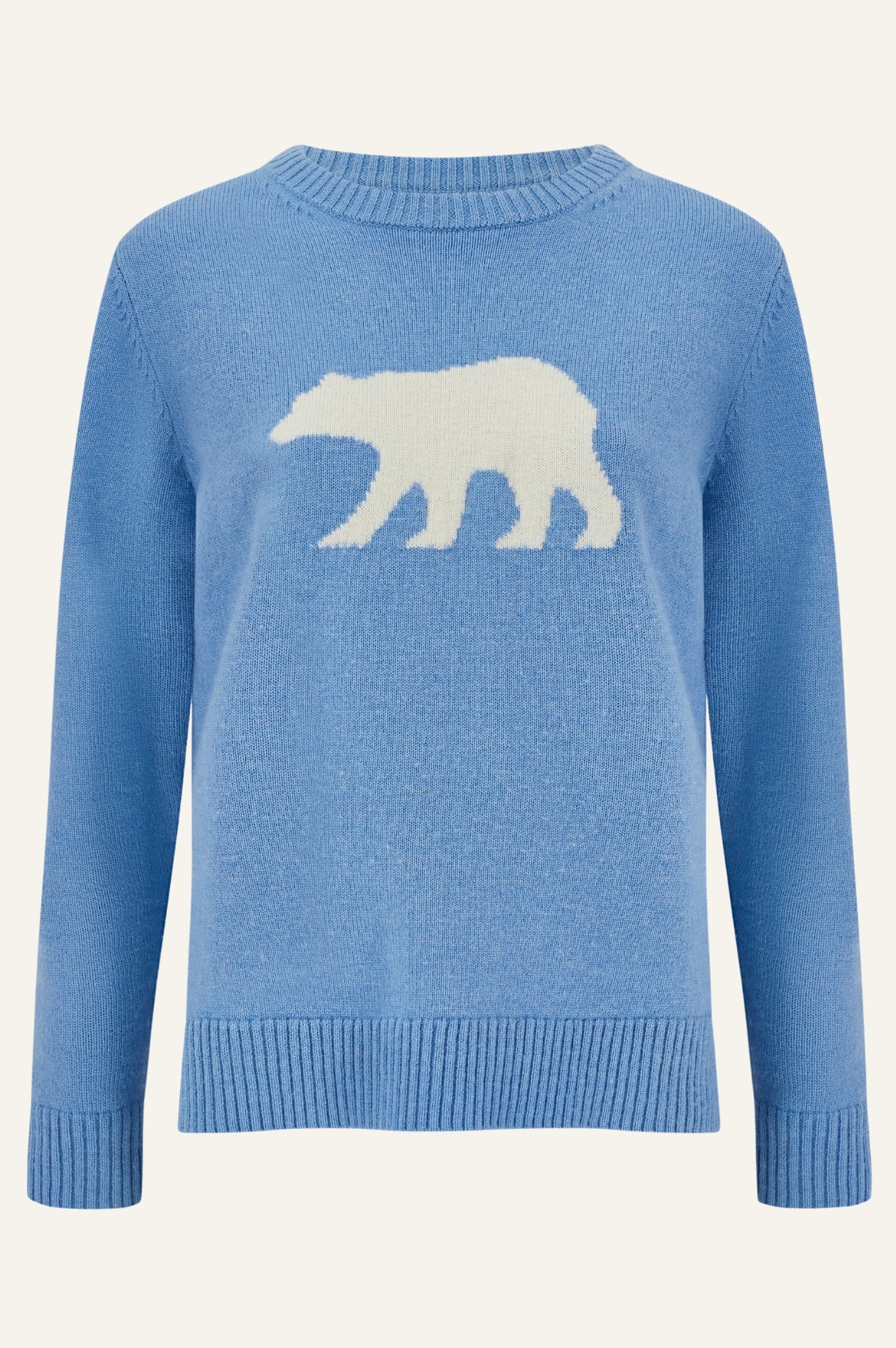 Premium Merino Wool Polar Bear Sweater for Women & Men | Soft & Warm Winter Knitwear | Serene Blue & Cream Color | Cozy Holiday & Casual Outfit