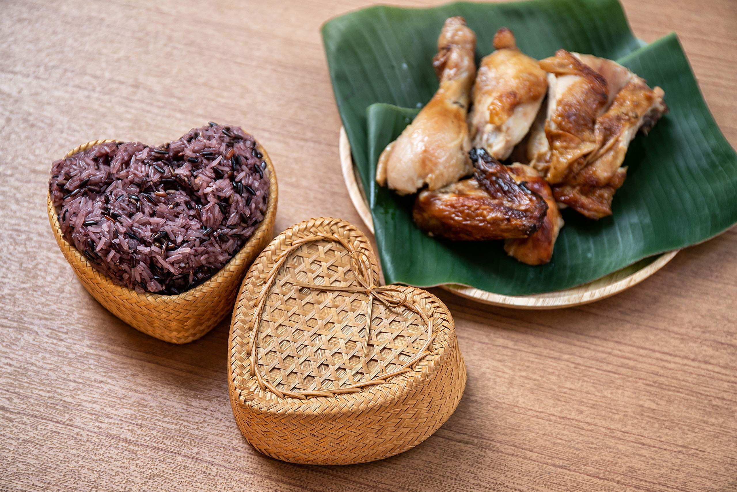 Thai Kra-tip Sticky Rice Bamboo Steamer Basket - 4 Inch Handmade Heart Shape Cookware for Home & Restaurant Use | Perfect for Cooking, Serving, and Collecting Traditional Asian Kitchenware