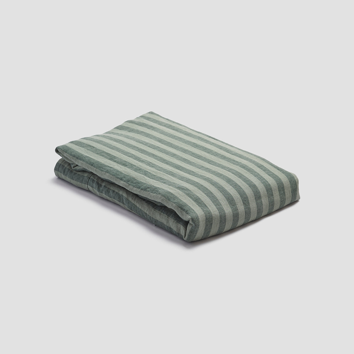 Premium Pine Green Pembroke Stripe Linen Blend Flat Sheet - Soft & Breathable Bedding for Comfortable Sleep - Perfect for Guest Rooms, Vacation Homes & Dorm Rooms