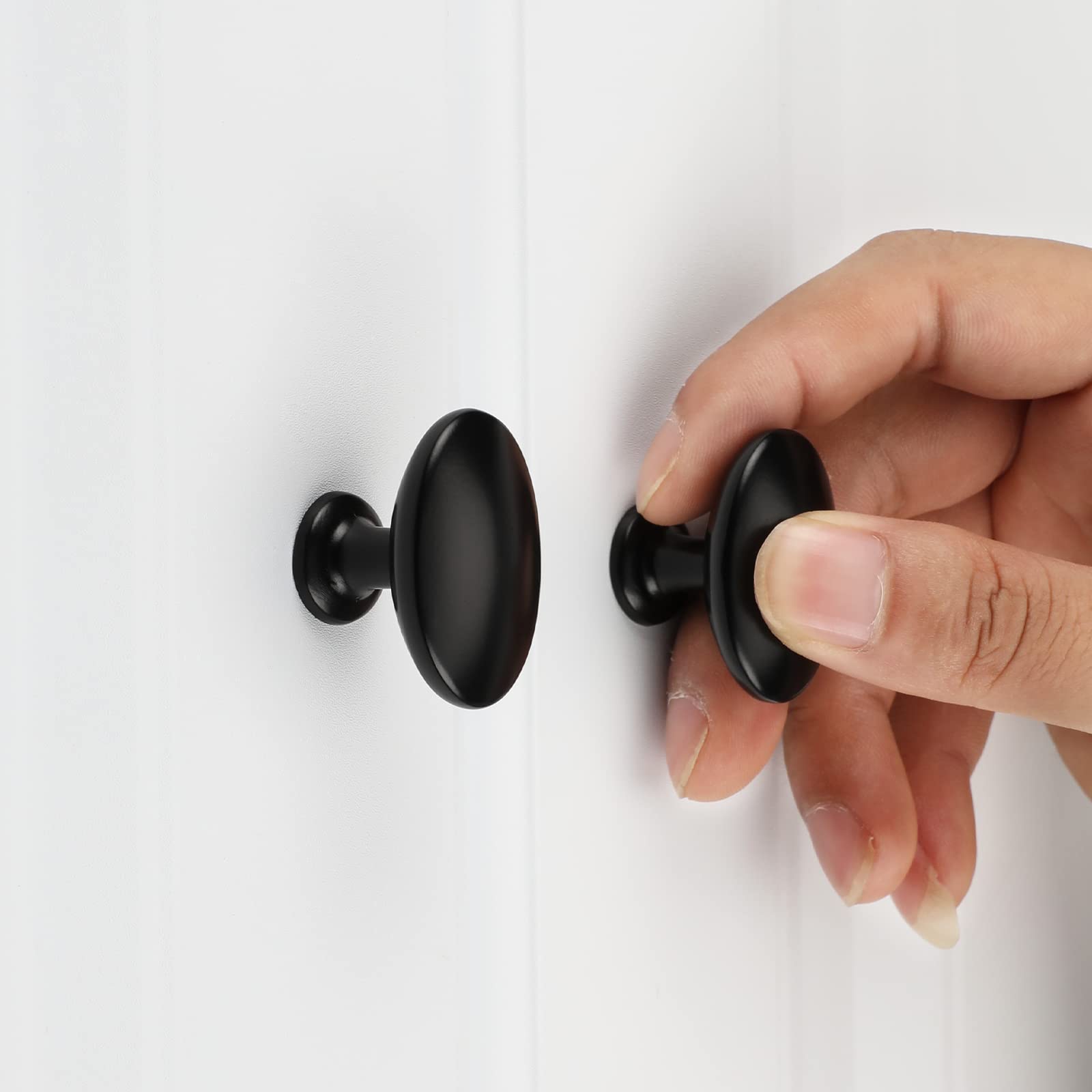 25-Pack Matte Black Cabinet Knobs - Oval & Round Drawer Pulls for Kitchen & Bathroom Cabinets | Durable Solid Hardware for Home Decor & Furniture Upgrade