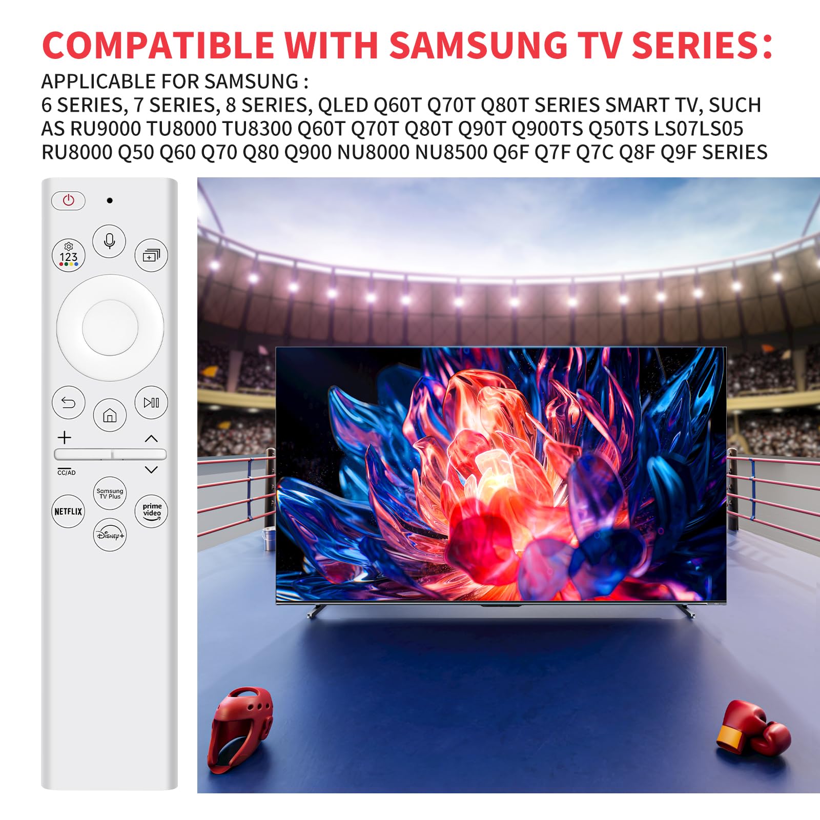 Samsung TV Remote Control Replacement BN59-01391A - Solar Voice Remote Compatible with Samsung Smart TVs 2021-2023 Neo QLED, The Frame & Crystal 4K 8K UHD Series (White) - Perfect for Home Entertainment & Smart TV Control