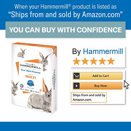 Hammermill Printer Paper, 20 lb Multipurpose Copy Paper, 11 x 17 Inches - 5 Reams (2,500 Sheets) - 96 Brightness, Acid-Free, Made in USA - Ideal for Office Printing, Copying, and Professional Documents