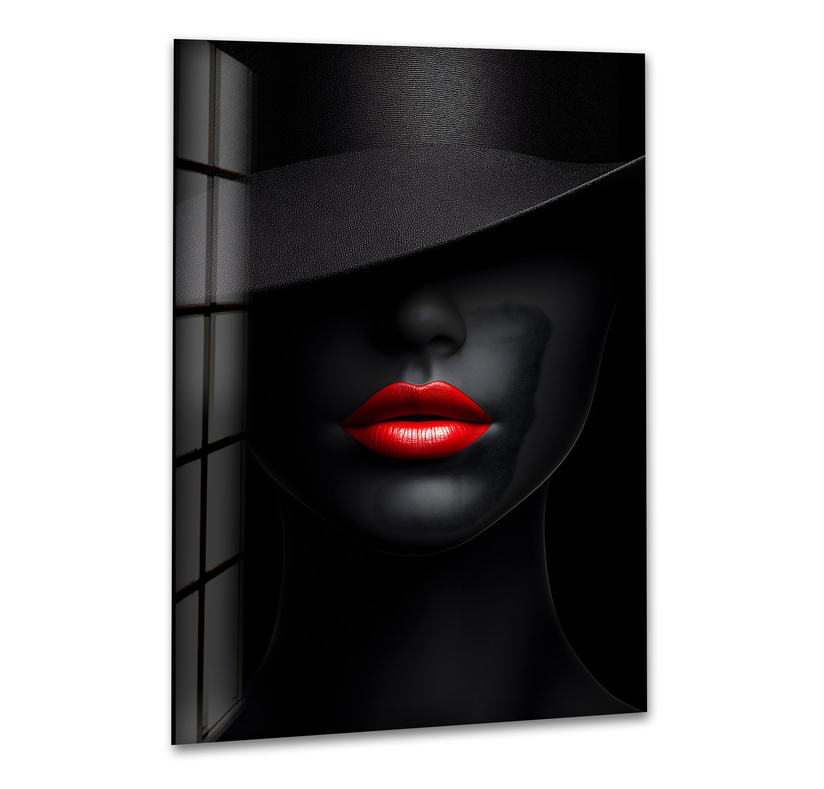 Stunning Black and White Portrait of a Beautiful Woman - Elegant Glass Wall Art Decor for Living Room, Bedroom & Office