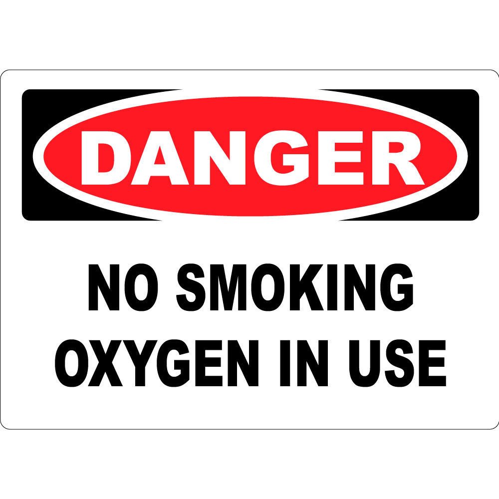 Danger No Smoking Oxygen OSHA Compliant Label Decal Sticker - 10x7 Inches, Adhesive for Any Surface - Perfect for Hospitals, Labs & Industrial Safety Areas