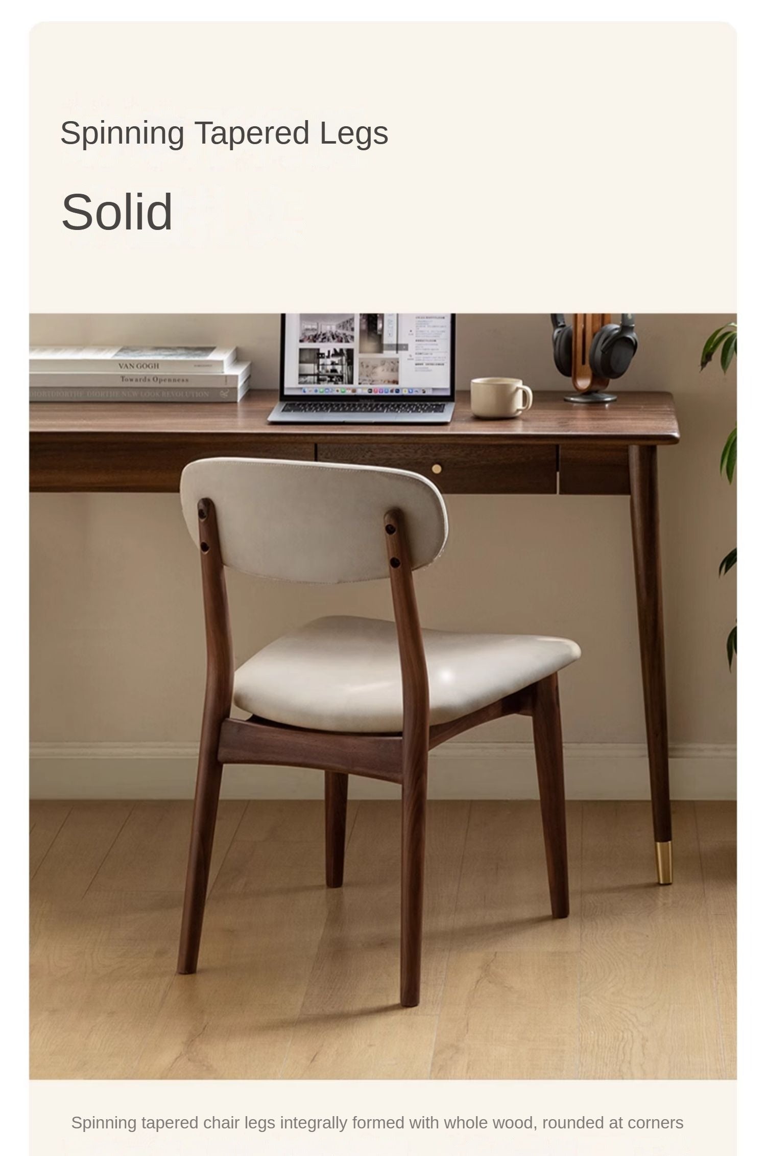 Premium Black Walnut Solid Wood Dining Chairs Set of 4 - Comfortable Padded Seats for Kitchen, Dining Room & Home Office - Modern Farmhouse Style Furniture
