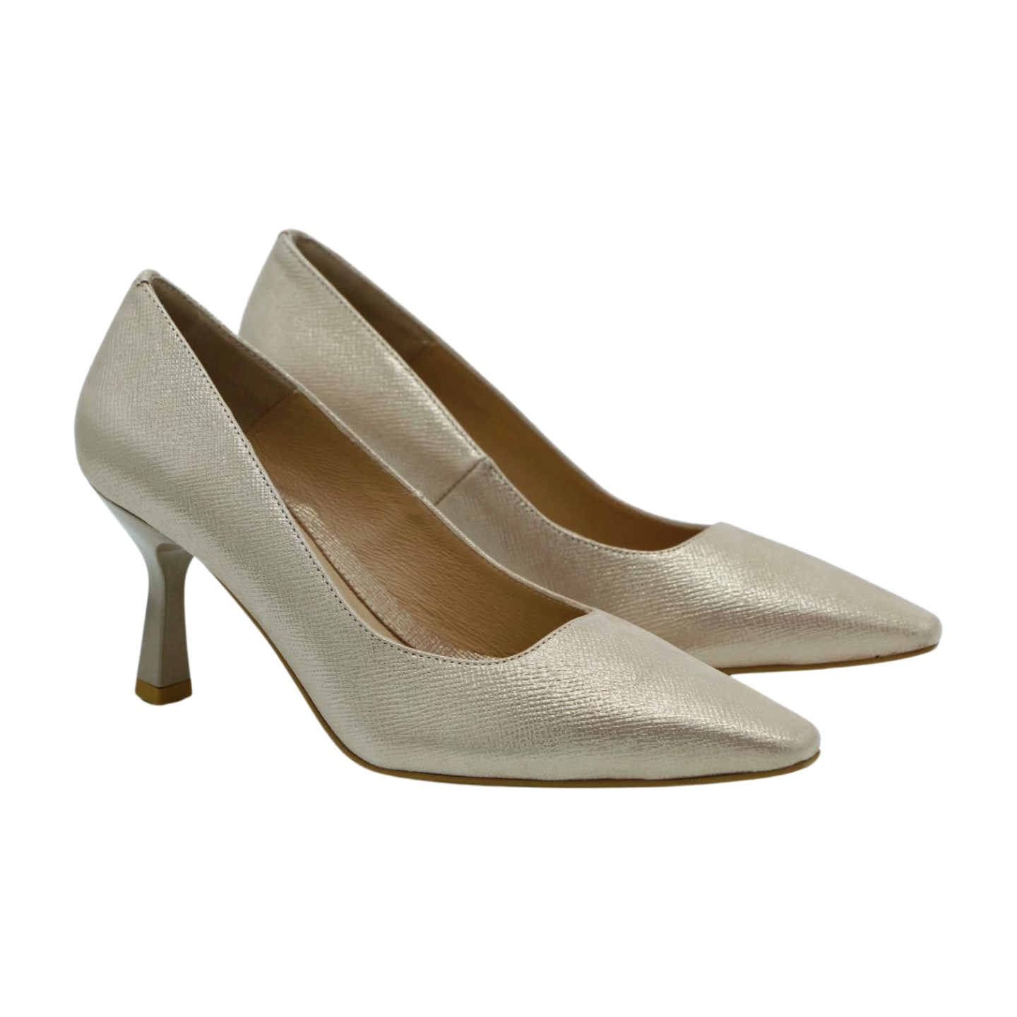 FABUCCI Women's Cream Gold Shimmer High Heel Court Shoes for Party, Wedding & Evening Events - Elegant Pumps with Comfortable Heels for Dressy Occasions