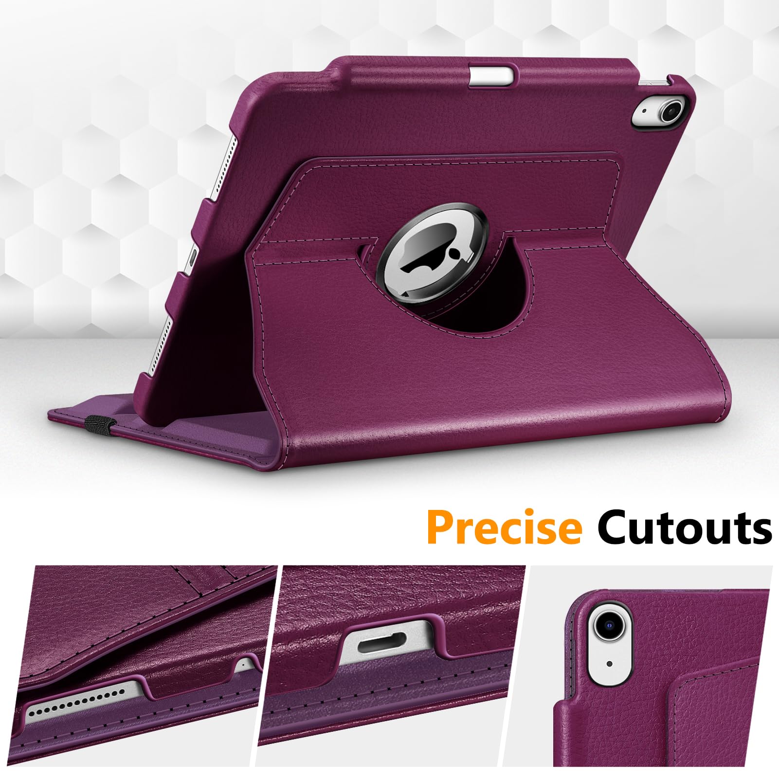 FINTIE 360° Rotating Protective Case for iPad Air 11 inch (2025/2024 M3/M2) & iPad Air 5th/4th Gen (2022/2020) - Adjustable Stand Cover with Apple Pencil Holder, Purple | Perfect for Work, Study & Entertainment