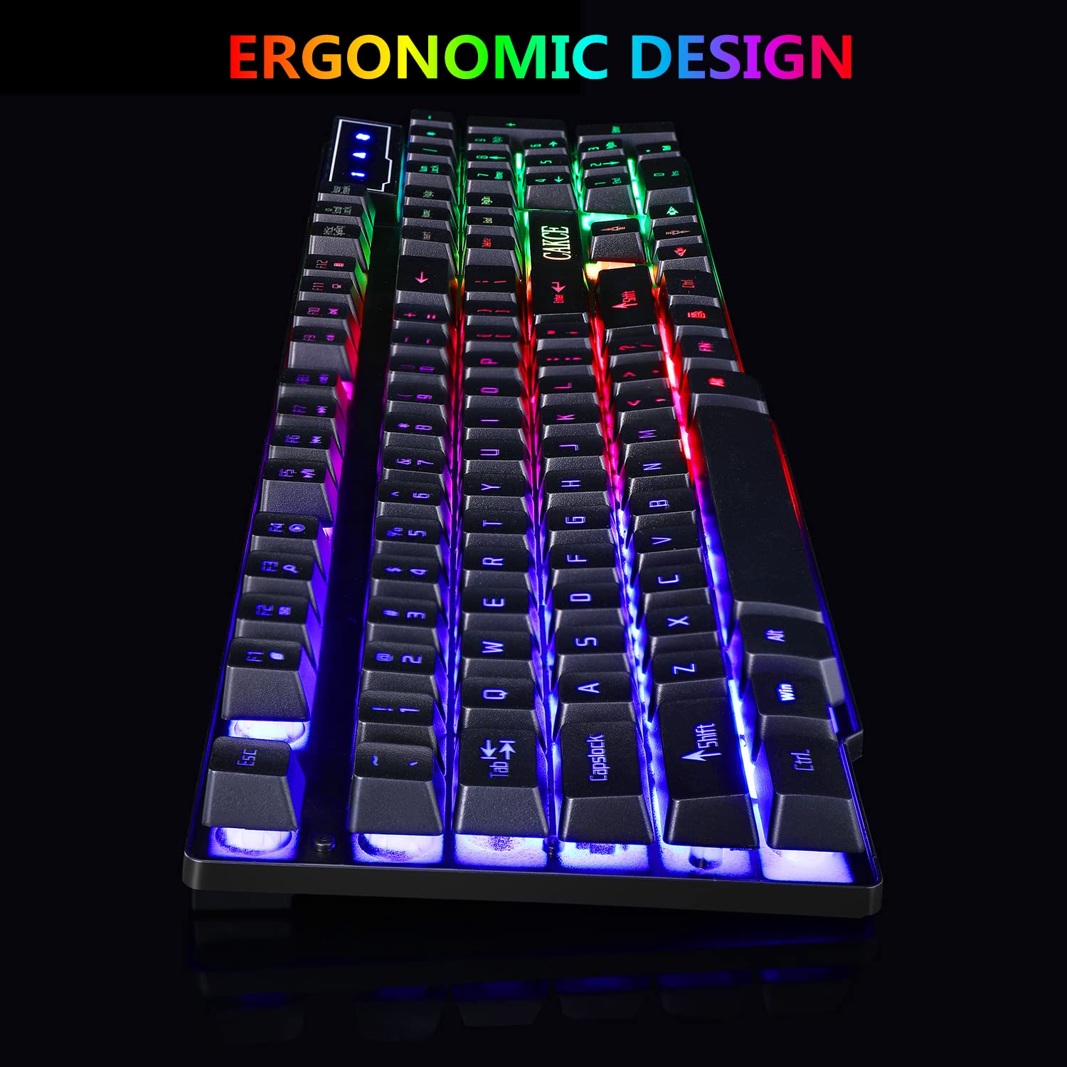 RGB Gaming Keyboard and Mouse Combo - USB Wired LED Backlit Mechanical Feel Keyboard & Colorful Mouse for PC, Laptop - Perfect for Gaming, Work & Streaming (Letter Glow)