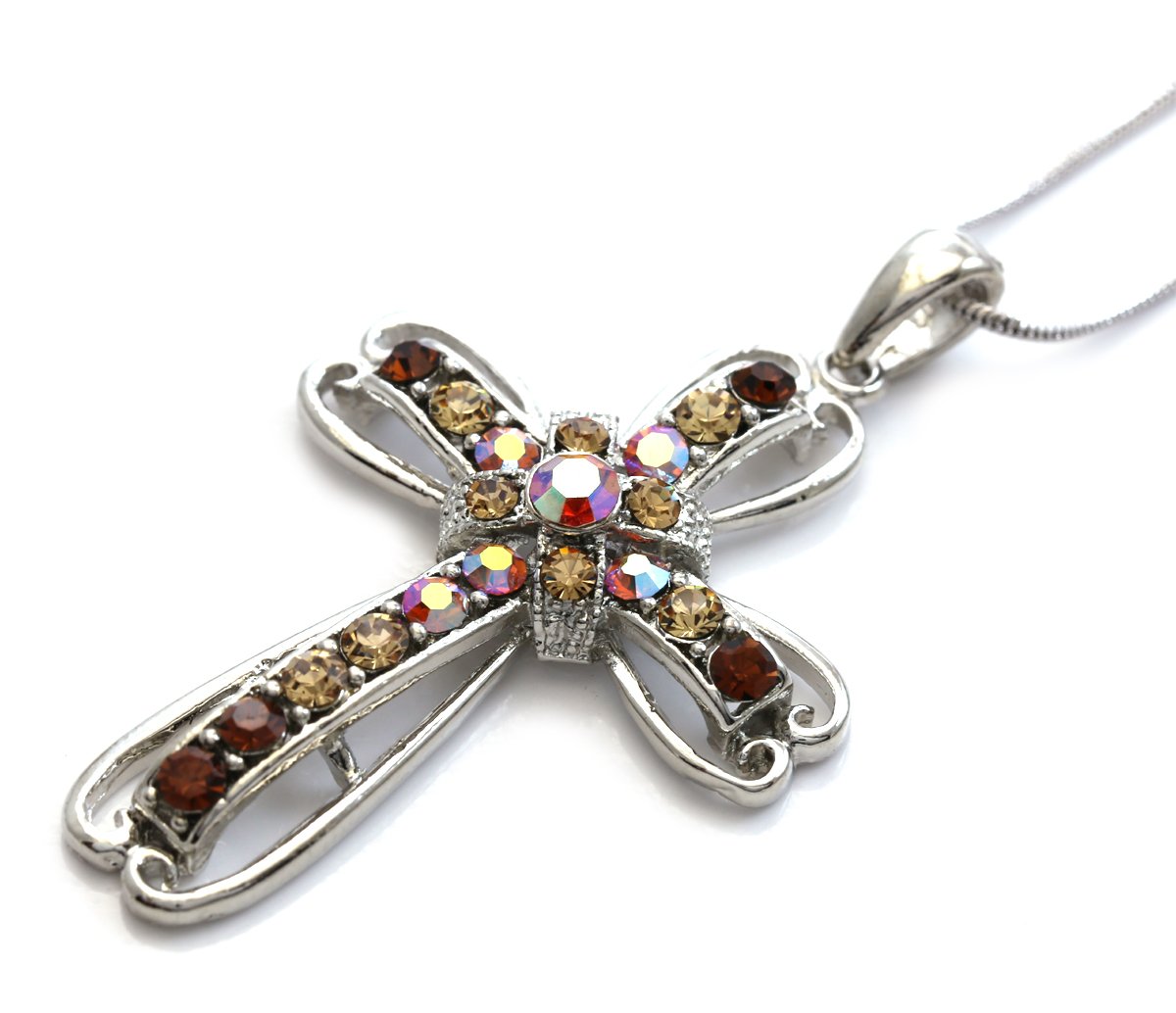 Christian Cross Necklace for Women - 18K Gold Plated Snake Chain Pendant - Religious Jewelry Gift for Baptism, Confirmation & Daily Wear