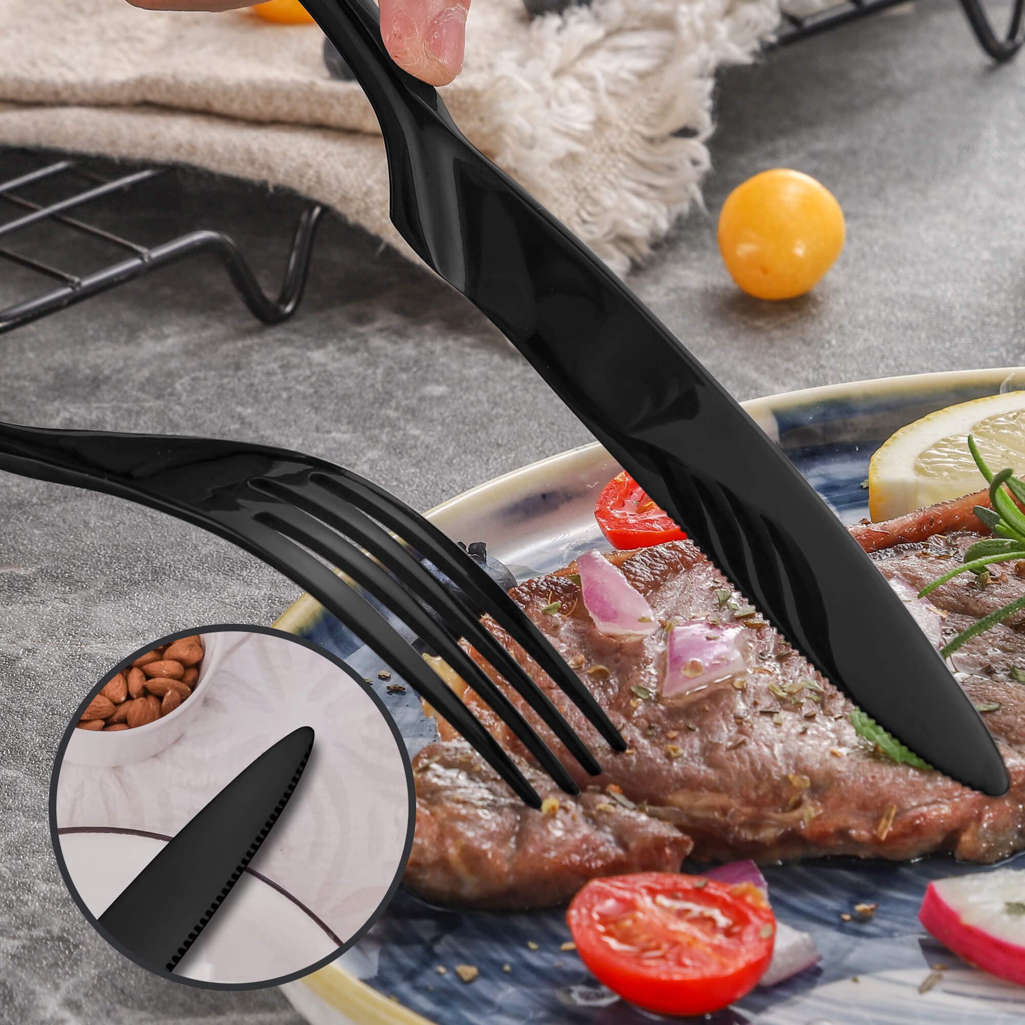 20-Piece Stainless Steel Flatware Set for 4 - Heavy Duty 18/10 Mirror Polished Silverware with Forged Stand Knife - Modern Cutlery Set Includes Forks, Spoons & Knives - Dishwasher Safe - Perfect for Dining, Parties & Everyday Use