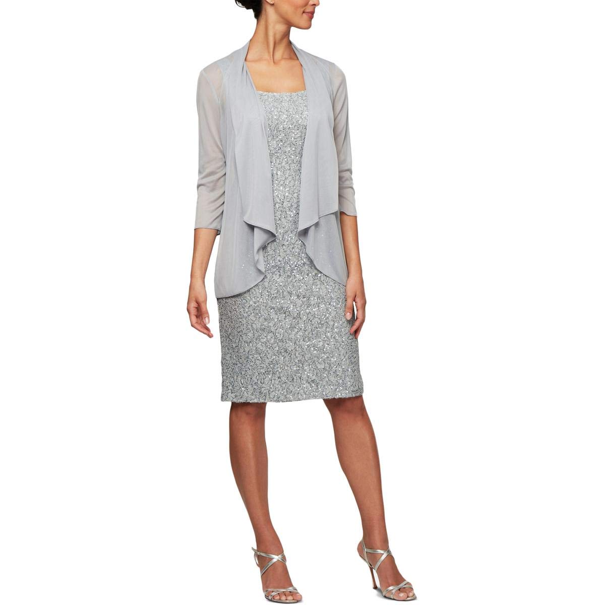 Alex Evenings Women's Embroidered Midi Dress - Elegant Floral Embroidery Formal Wear for Evening Parties, Weddings & Special Occasions