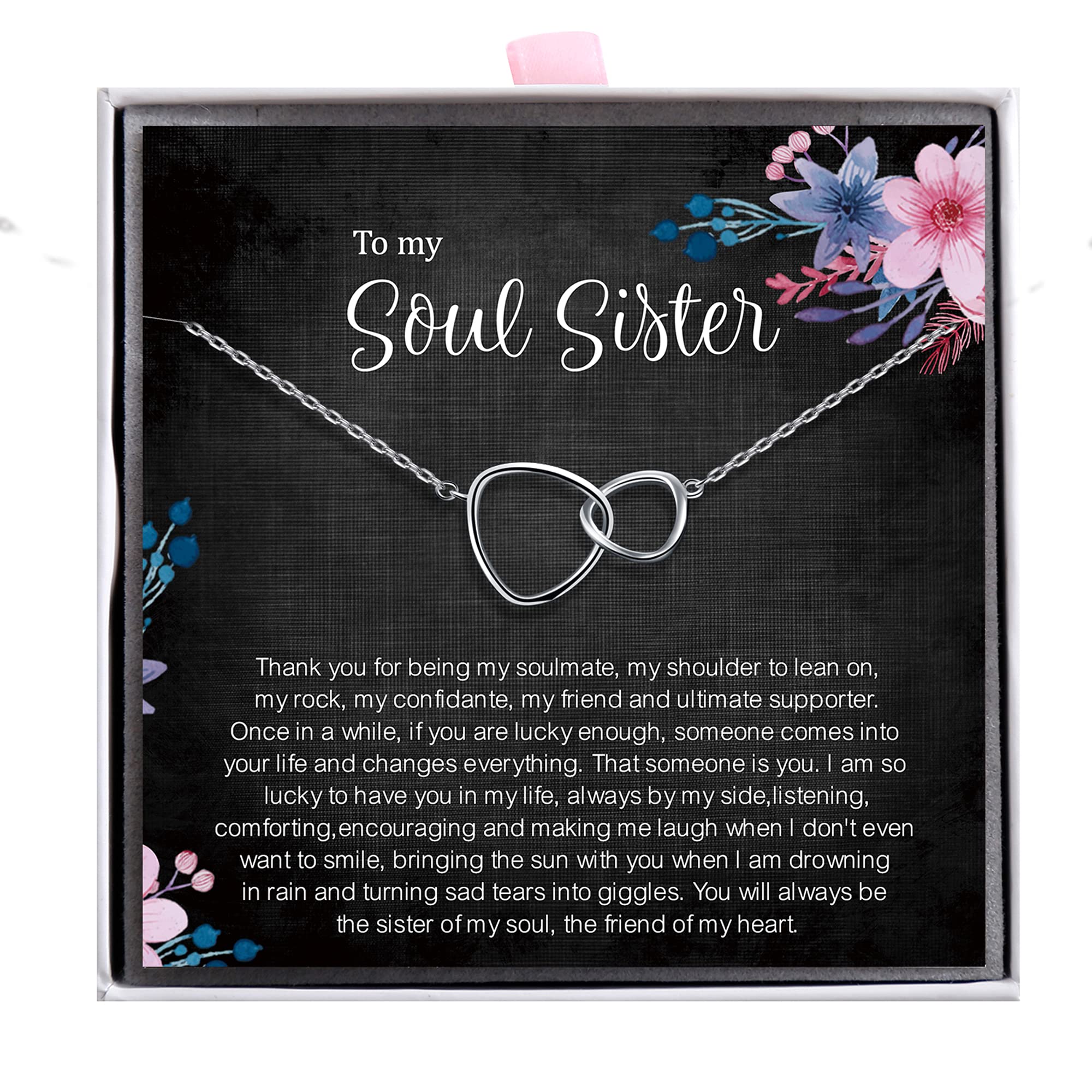 ALoveSoul Soul Sister Necklace - Best Friend Jewelry Gift for Women | Birthday & Friendship Present for Soul Sisters | Perfect for Anniversaries, Bridesmaids & Special Occasions