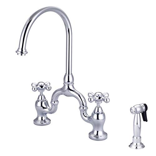 BarclayBanner Stainless Steel Kitchen Bridge Faucet with Dual Handles - High Arc Pull-Down Sprayer for Modern Farmhouse & Industrial Style Kitchens - Perfect for Washing Dishes, Filling Pots & Cleaning Vegetables