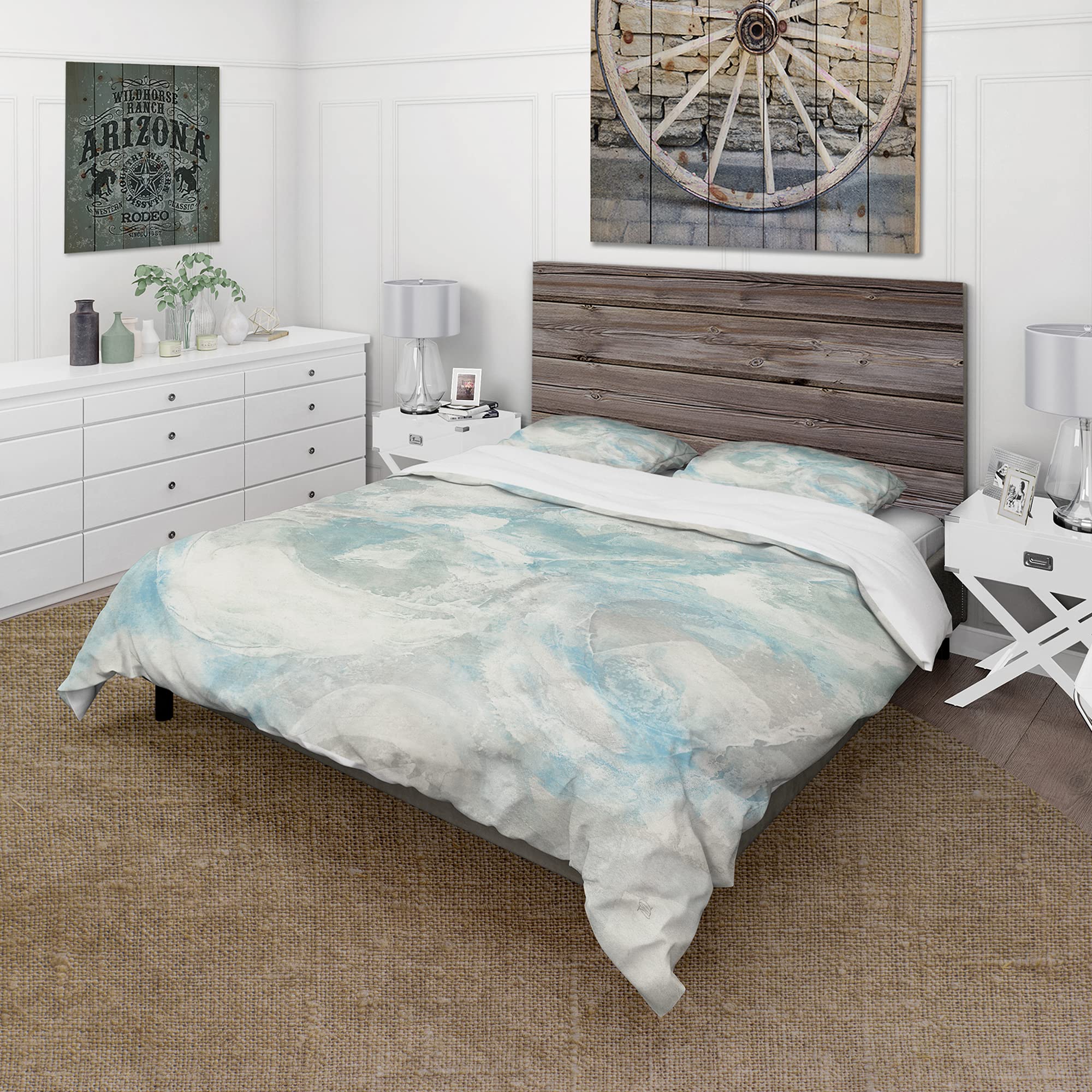 Nautical Blue Duvet Cover Set King - Coastal Cottage Bedding for All Seasons