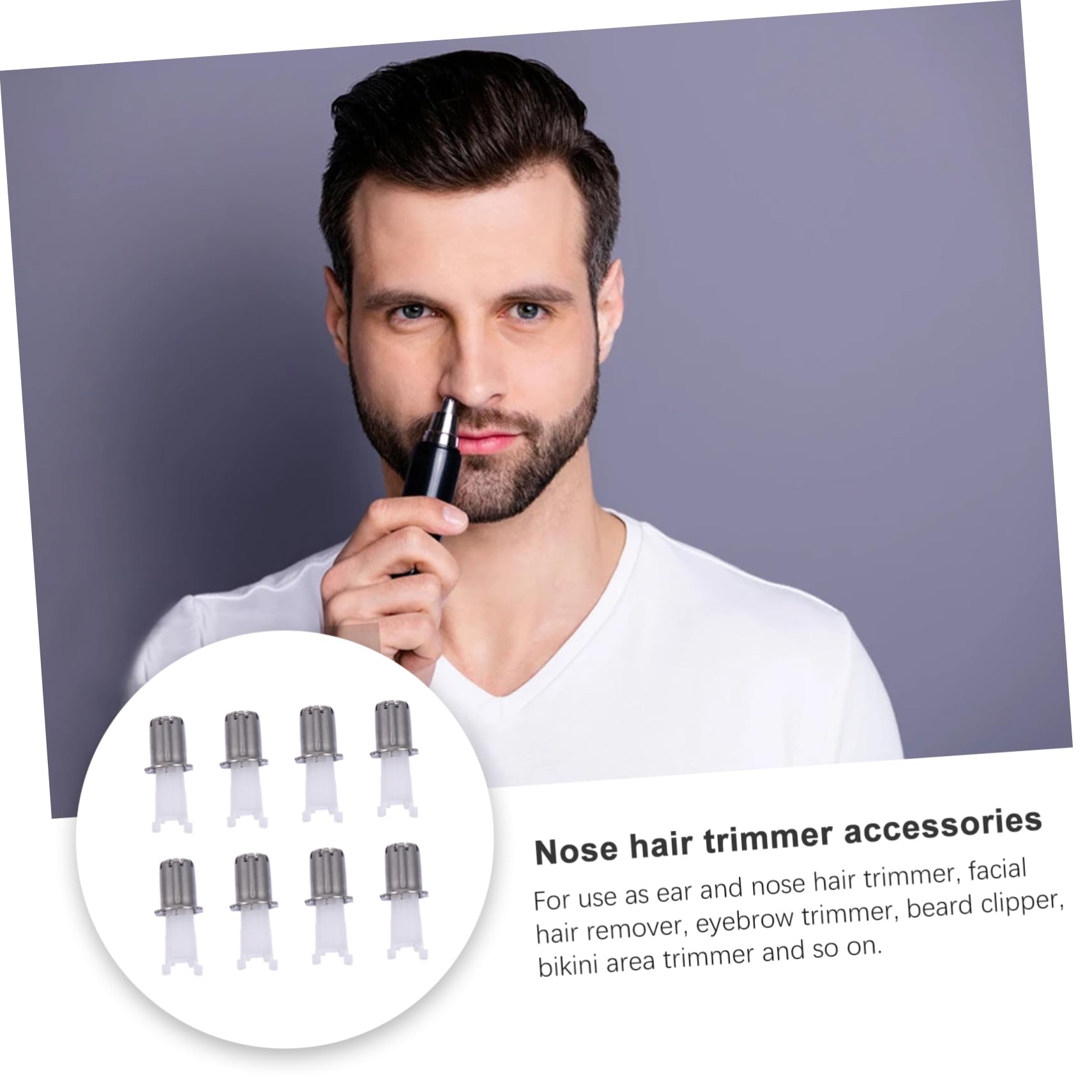 8pcs Electric Nose Hair Trimmer Replacement Heads - Precision Facial Hair Remover for Men & Women - Perfect for Travel, Grooming Kits & Personal Care Routines