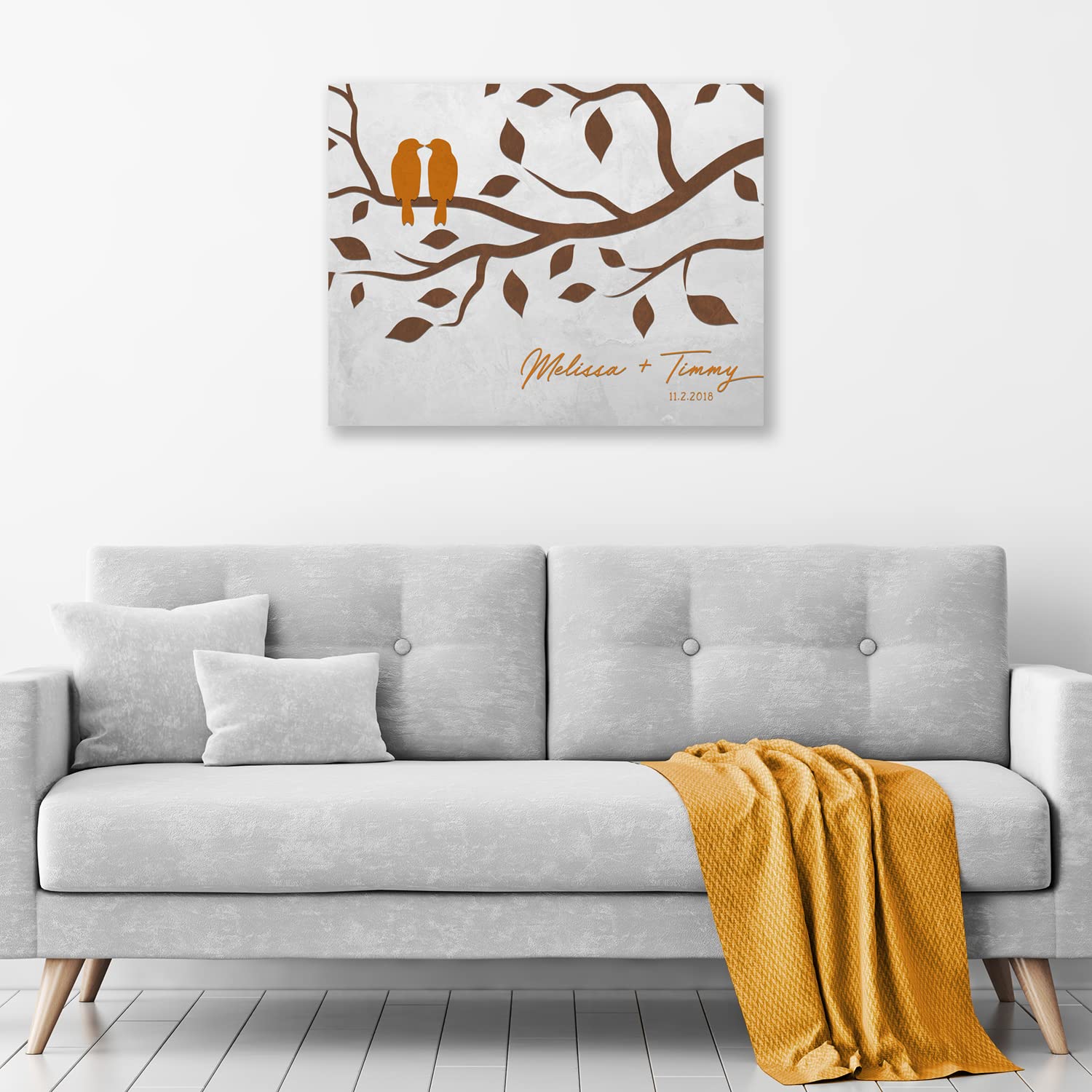 Personalized Love Birds Silhouette Art - Romantic Gift for Couples, Anniversary, Wedding - 11