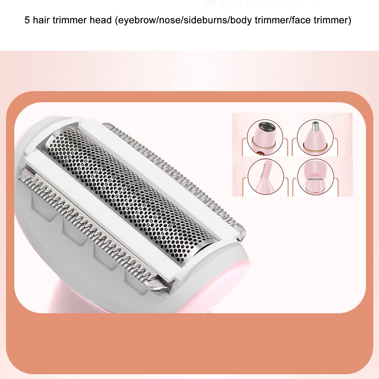5 in 1 Electric Hair Trimmer for Women - Rechargeable Multifunctional Lady Shaver with Stainless Steel Blades, Portable & Compact Design - Perfect for Travel, Home Use, Bikini Line, Legs & Underarms Grooming