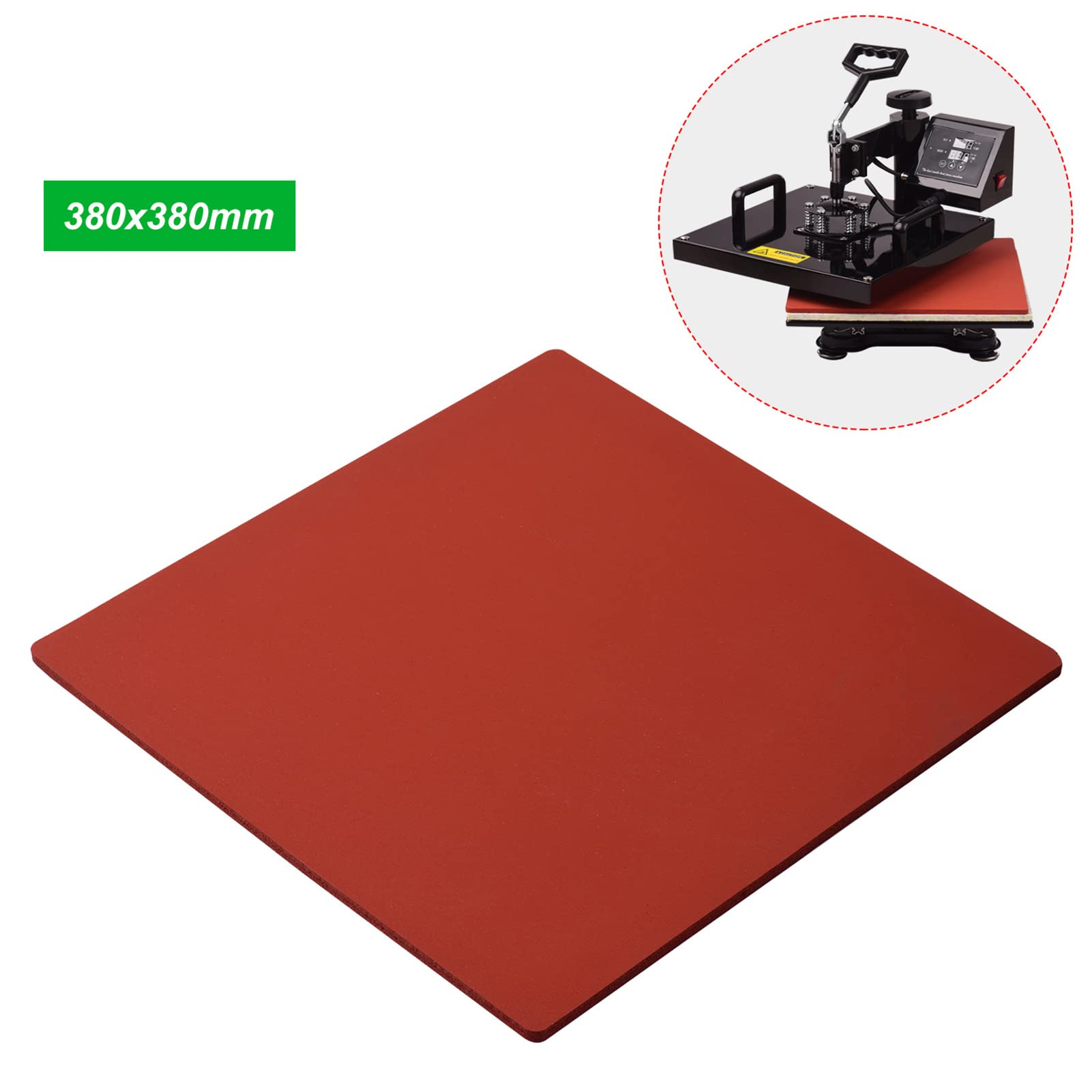 LUCHONG 380x380x8mm High-Temperature Resistant Silicone Heat Press Mat - Compatible with Cricut EasyPress 2 & Heat Transfer Machines - Perfect for T-Shirt Sublimation, DIY Crafts & Apparel Decoration