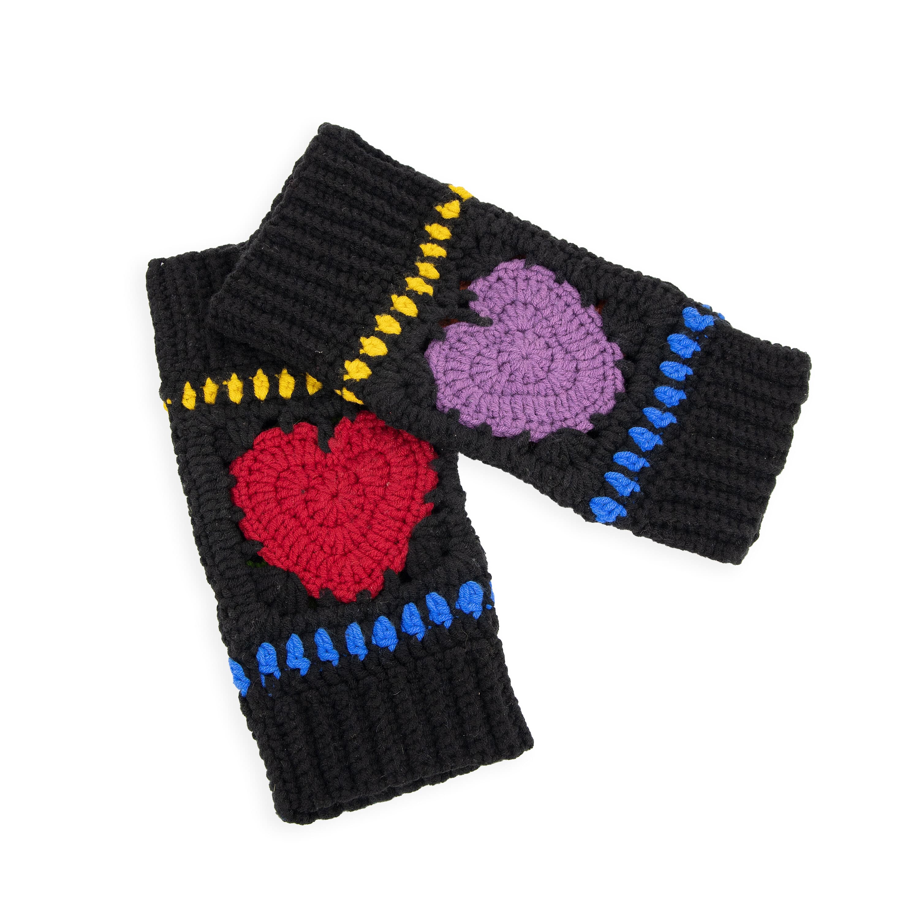 Crochet Black Peace & Love Balaclava and Gloves Set - Warm Winter Accessories for Skiing, Snowboarding, and Outdoor Activities