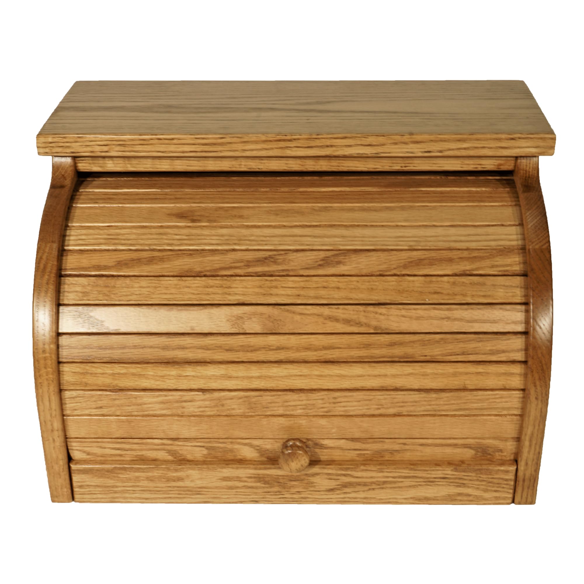 Amish USA Made Solid Oak Bread Box - Large Kitchen Countertop Bread Holder with Chestnut Finish | Perfect for Storing Bread, Baguettes, and Pastries on Your Counter