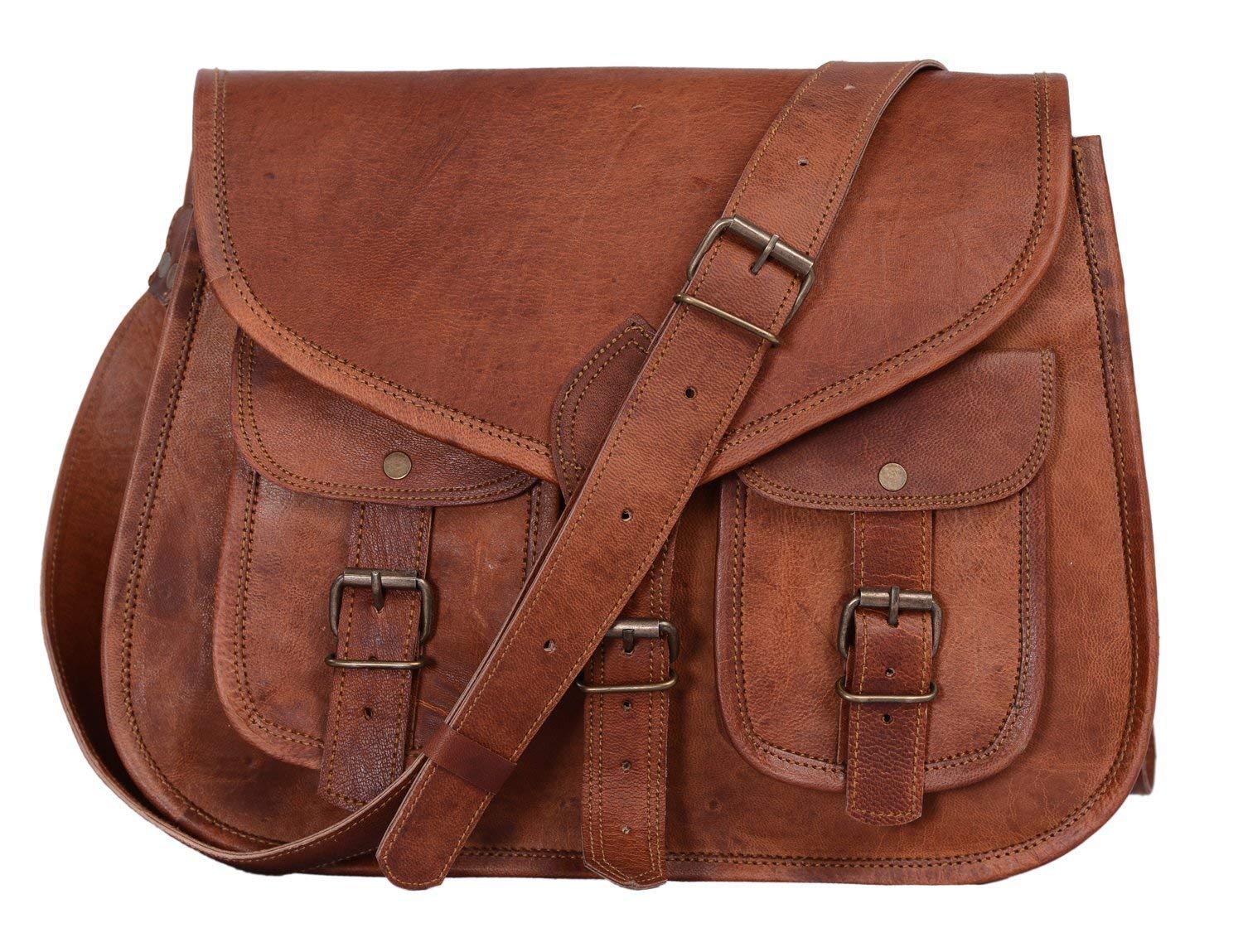 14 Inch Genuine Leather Purse for Women - Stylish Shoulder Bag & Crossbody Satchel - Ladies Tote Handbag for Work, Travel & Everyday Use