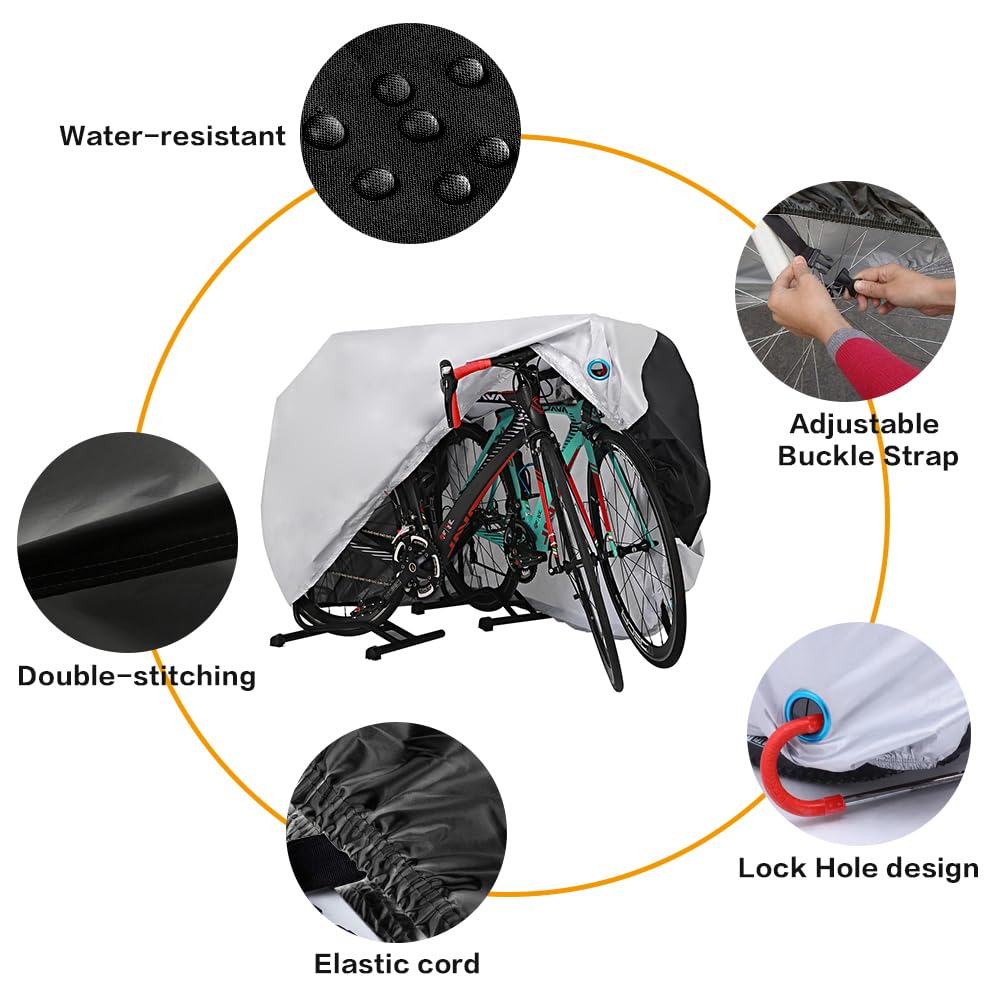 Waterproof Bike Cover for 2-3 Bicycles - Outdoor Mountain & Road Bike Cover with Lock Hole | Perfect for Garage Storage, Travel & Weather Protection