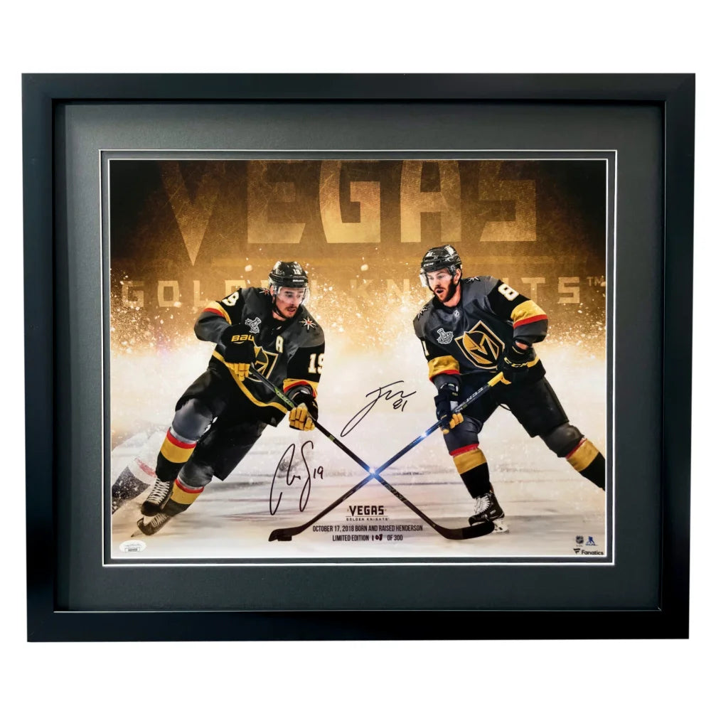 Jonathan Marchessault & Reilly Smith Autographed Vegas Golden Knights 16x20 Framed Photo - Limited Edition #D/300 with JSA Certificate - Perfect for Hockey Fans, Sports Memorabilia Collectors and Man Cave Decor