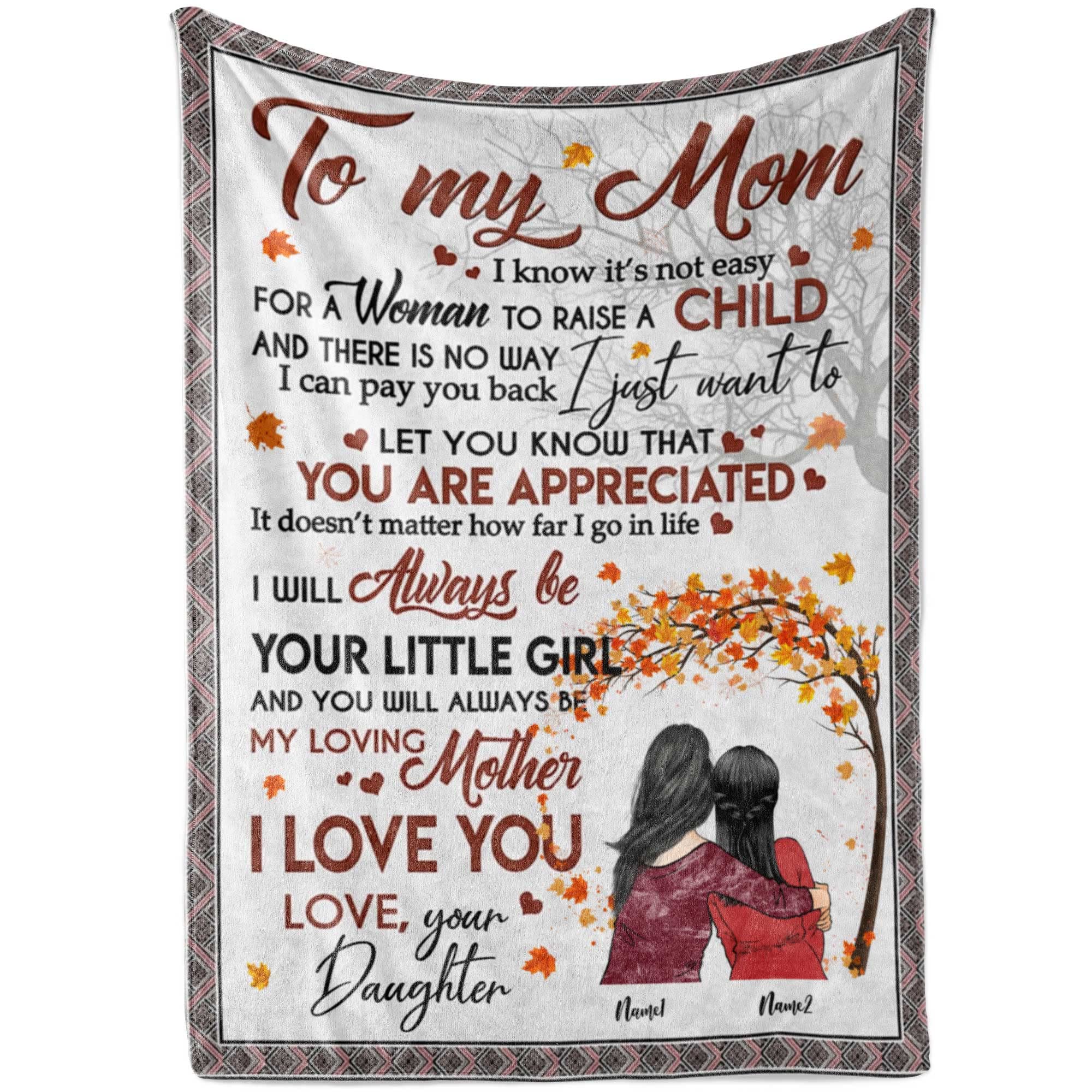 2022 Pavo Personalized Throw Blanket for Mom - Autumn Tree Design - Custom Mother's Day, Birthday, Valentine's & Christmas Gift from Daughter - Soft Cozy Blanket for Women - Perfect for Couch, Bed & Home Decor