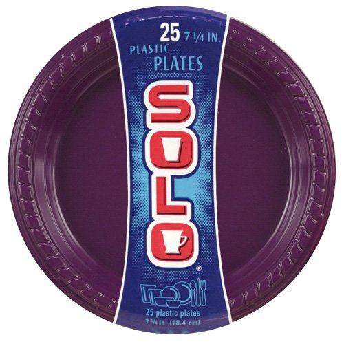 Solo Purple 7 1/4 Inch Plastic Plates - 25 Count (Pack of 10) | Disposable Dinner Plates for Parties, Picnics & Events | BPA-Free & Durable