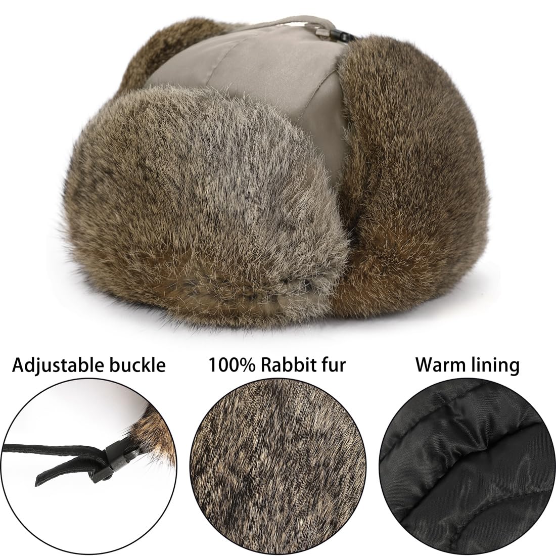 Harssidanzar Winter Hats for Men & Women - Rabbit Fur Lined, Warm & Waterproof Beanie (CU606AUS) - Perfect for Skiing, Snowboarding & Outdoor Winter Activities