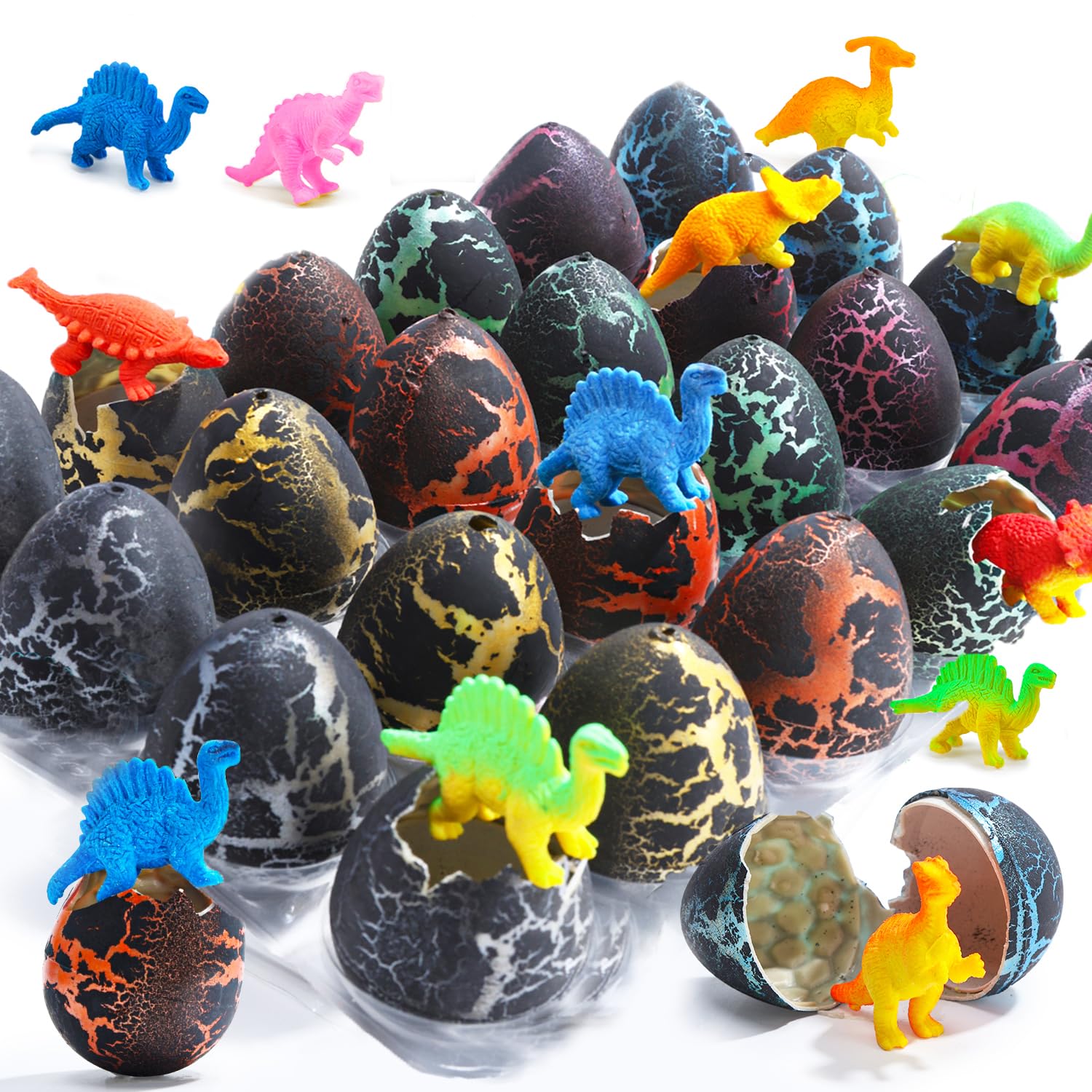 Dinosaur Easter Eggs - 24 Pcs Hatching Dino Eggs with Surprise Toys Inside, Fun Easter Basket Stuffers for Kids, Boys & Girls | Perfect for Easter Egg Hunts, Party Favors, and Dinosaur-Themed Birthday Gifts