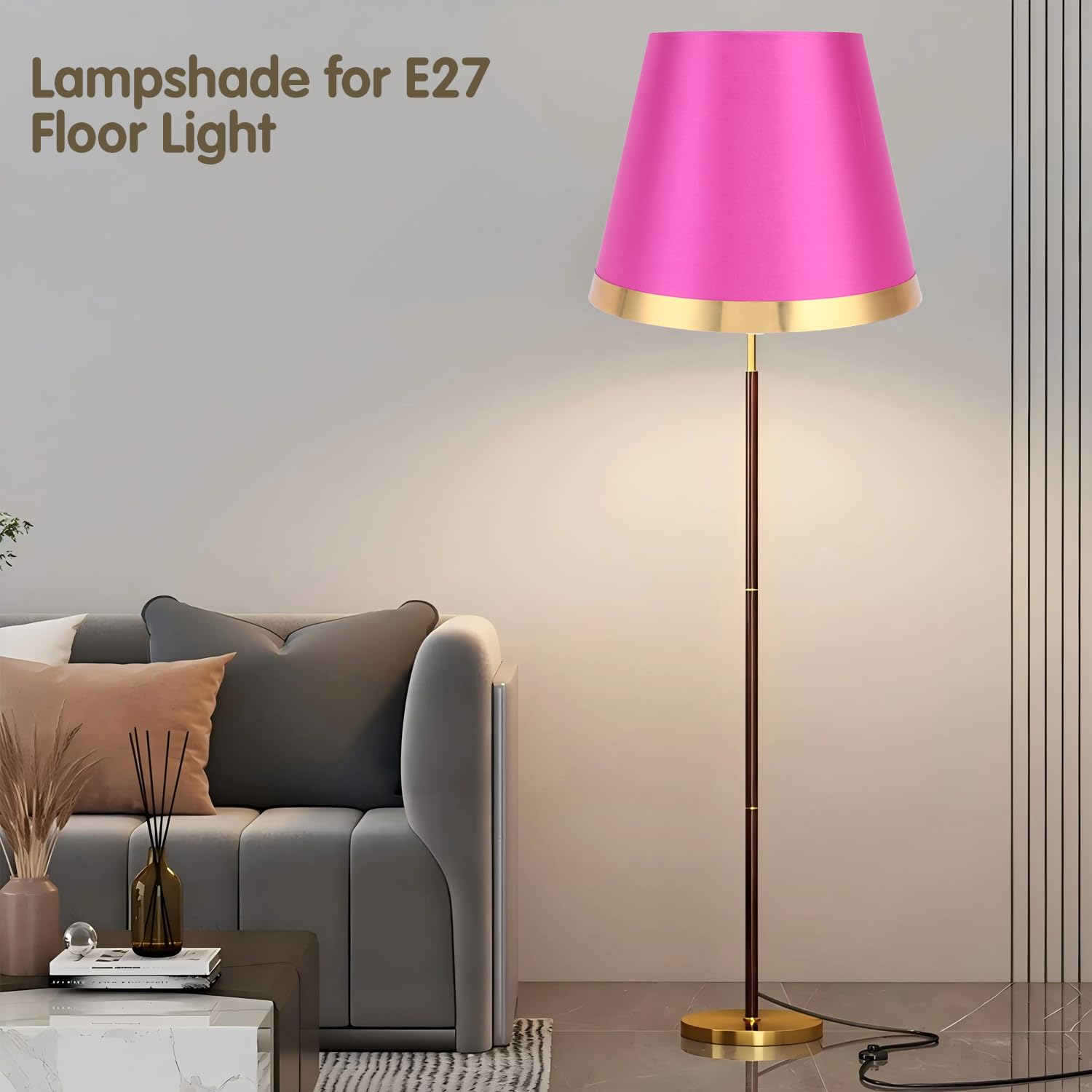 10 x 7.8 Inch E27 Fabric Lamp Shade - European Style Simple & Durable Lampshade for Table Lamp & Floor Light - Rose Red Home Decor Lighting Accessory (Perfect for Living Room, Bedroom & Office Decor)