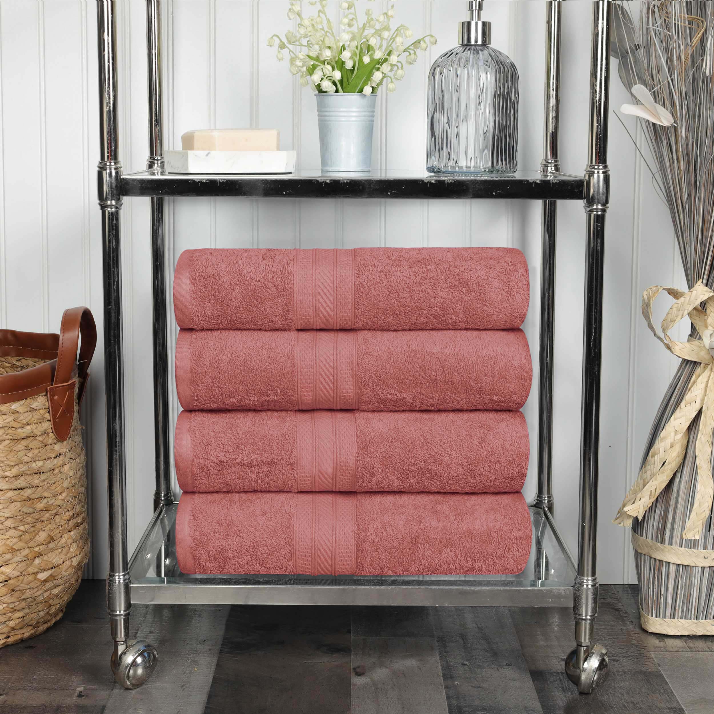 Premium Atlas Cotton 4-Piece Bath Towel Set - Ultra Absorbent, Heavyweight & Soft - Perfect for Spa, Bathroom & Luxury Home Use