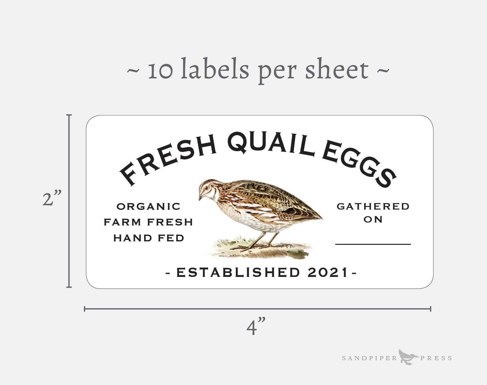 Custom Quail Egg Carton Labels - Matte or Glossy Personalized Stickers with Retro Quail Design, 2