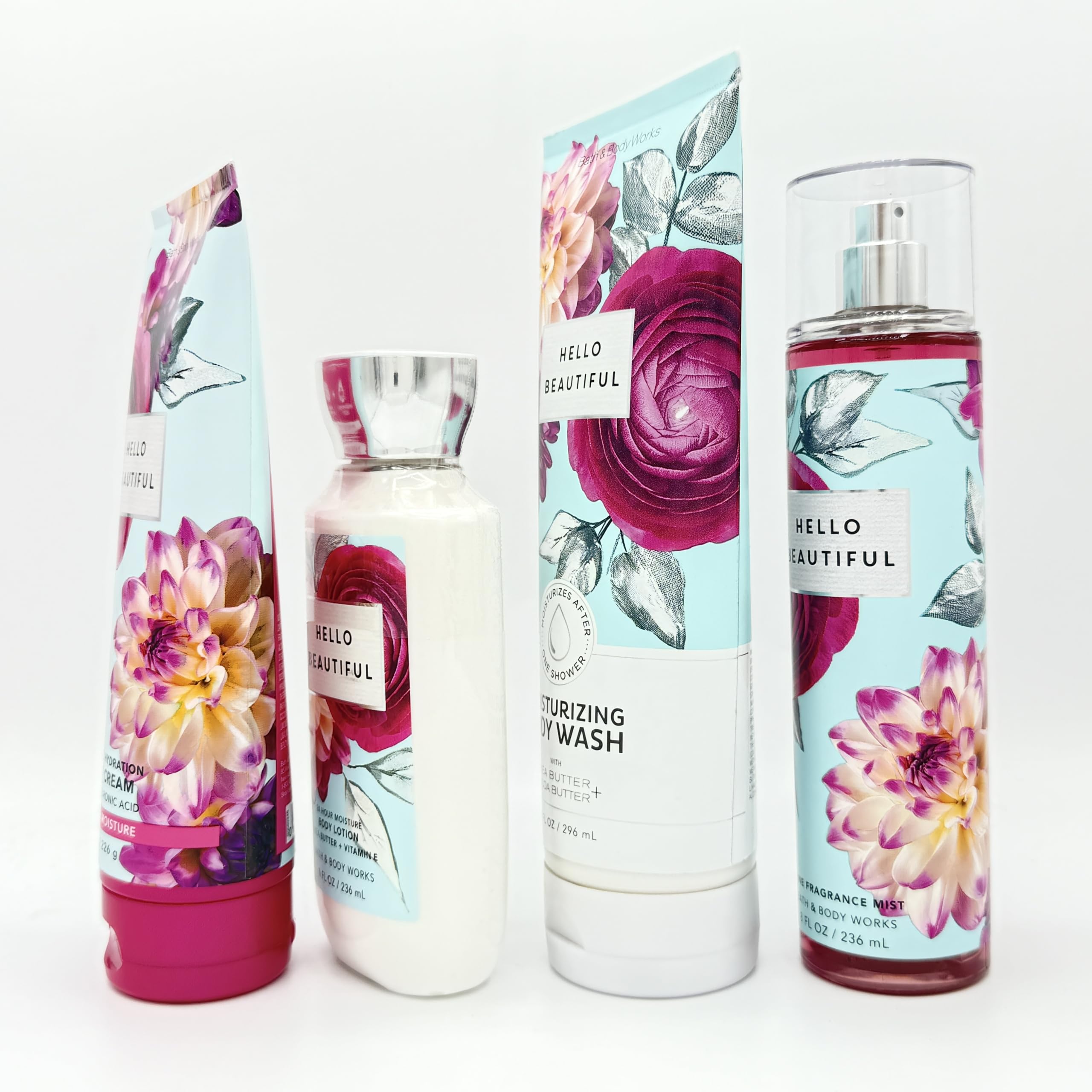 Hello Beautiful 4-Piece Bath & Body Gift Set - Hydrating Body Cream, Nourishing Lotion, Moisturizing Shower Gel & Fragrance Mist | Perfect for Self-Care, Spa Days & Gift Giving