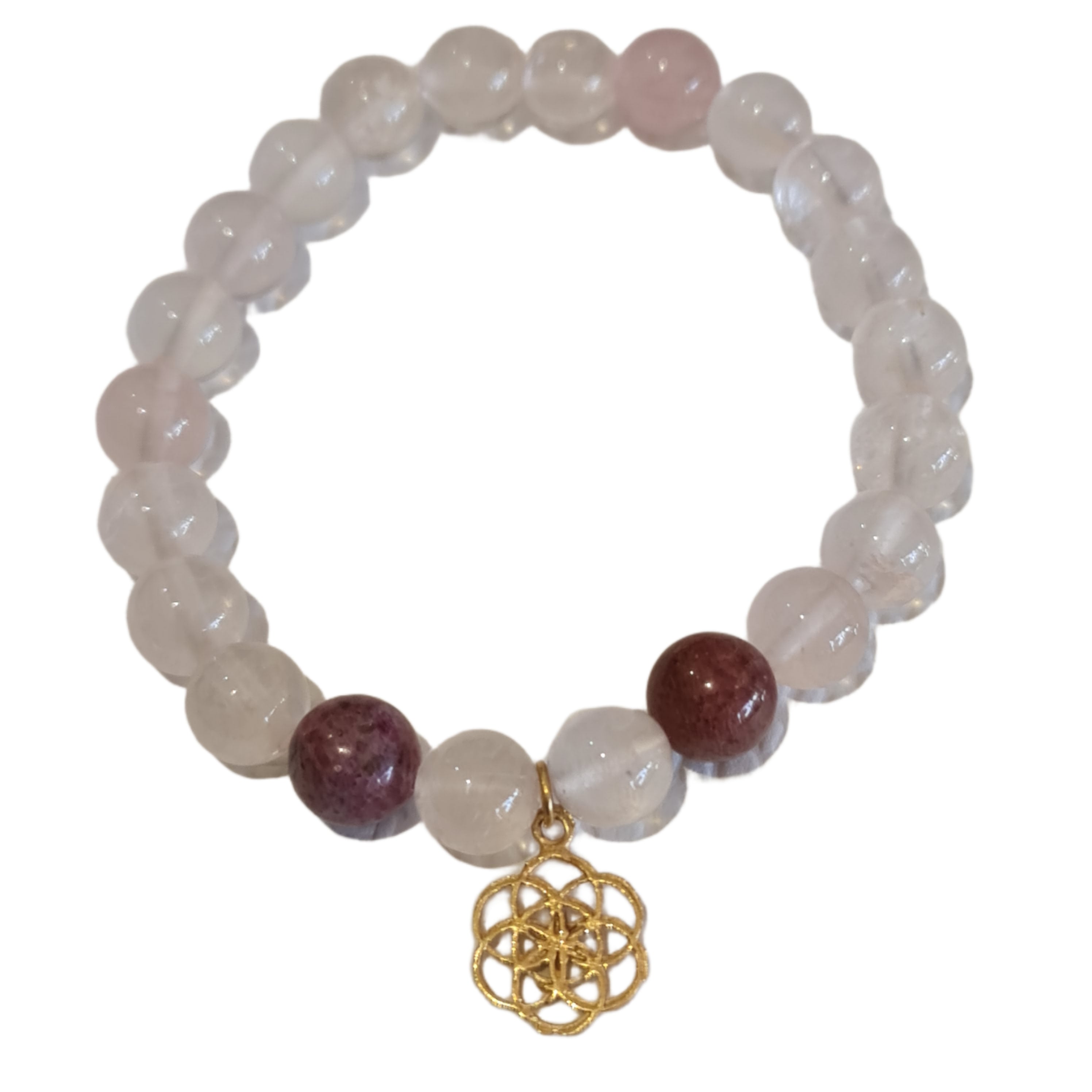 Love Me Seed of Life Stone Bracelet - Rose Quartz & Rhodonite Healing Crystal Jewelry for Women, Spiritual Energy Protection, Chakra Balancing, Meditation & Yoga Accessory