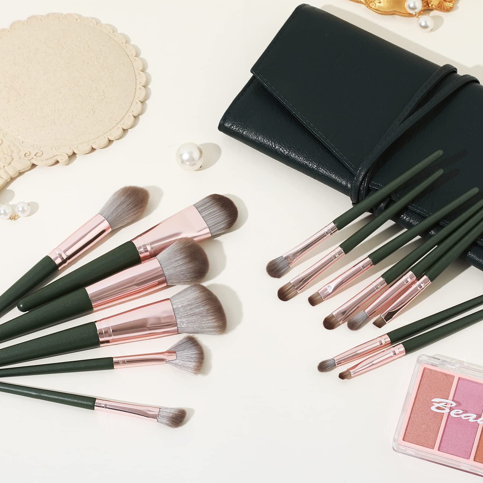 Premium Synthetic Makeup Brushes Set with Wooden Handle & Brush Bag - Professional Cosmetic Brush Kit for Women & Girls - Perfect for Daily Makeup, Contouring & Eyeshadow Application