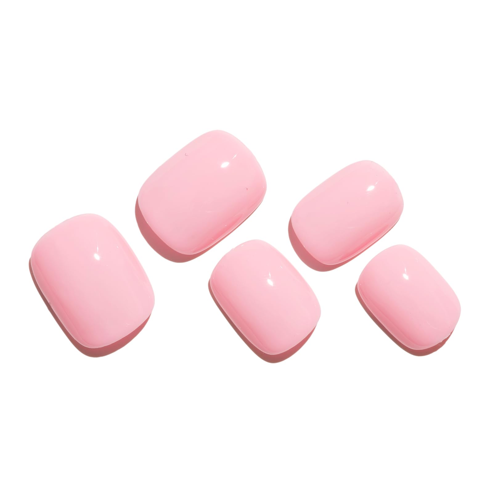Glamermaid Extra Short Squoval Press on Nails - 24Pcs Light Pink Glossy Fake Nails with UV Finish | Reusable Acrylic False Nails Kit for Women | Perfect for Spring Summer Manicures, Weddings & Special Occasions