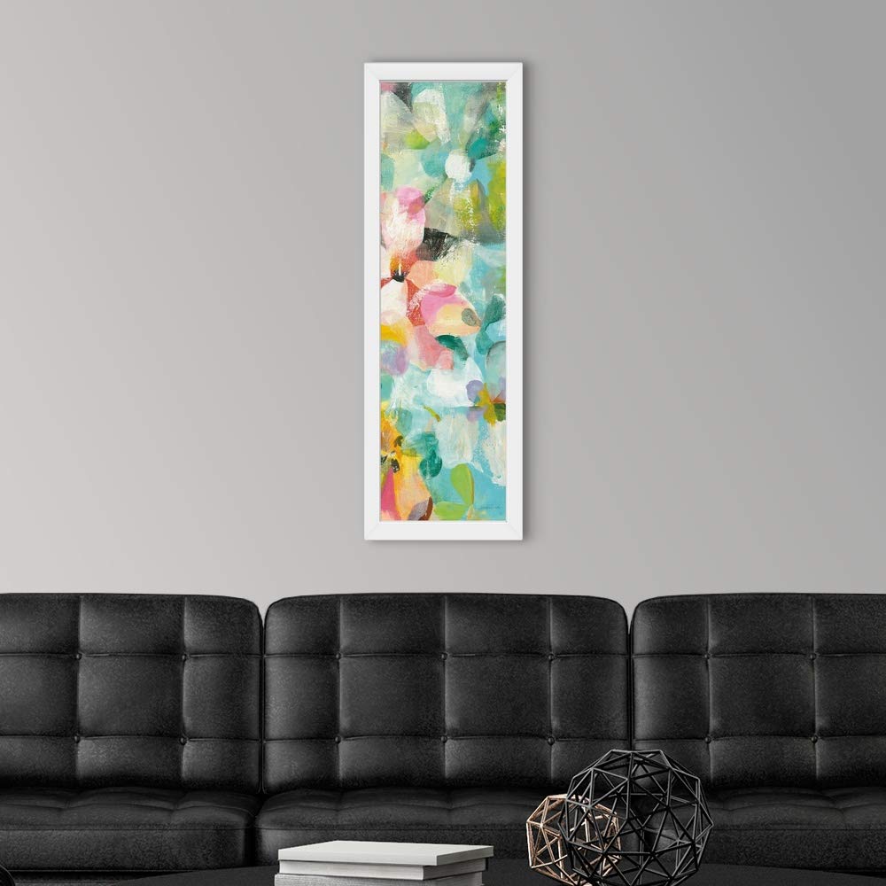 Happy Garden III White Framed Wall Art Print - Floral Botanical Decor for Living Room, Bedroom & Office - Ready to Hang Home Decor (16x20 Inches)