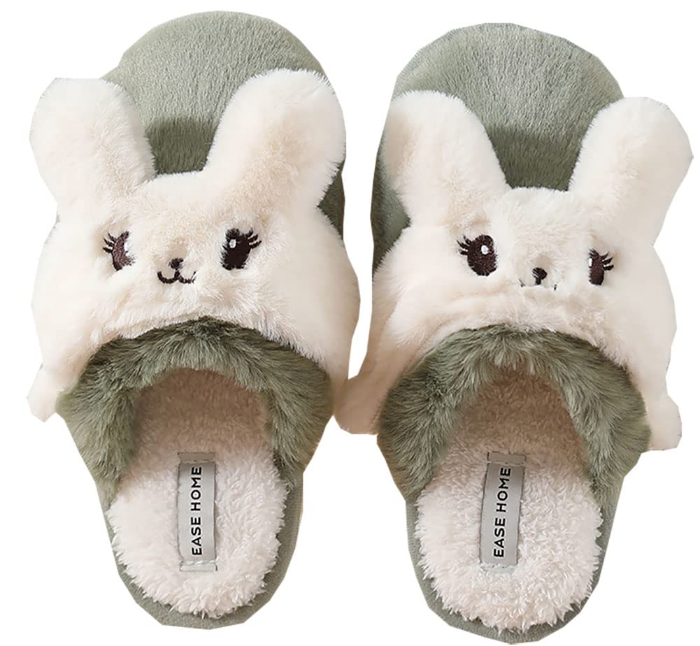 Warm Winter Slippers for Women & Men - Cozy Cartoon Bunny Animal House Shoes with Non-Slip Durable PVC Soles | Perfect for Indoor Comfort, Lounge Wear & Gift Giving