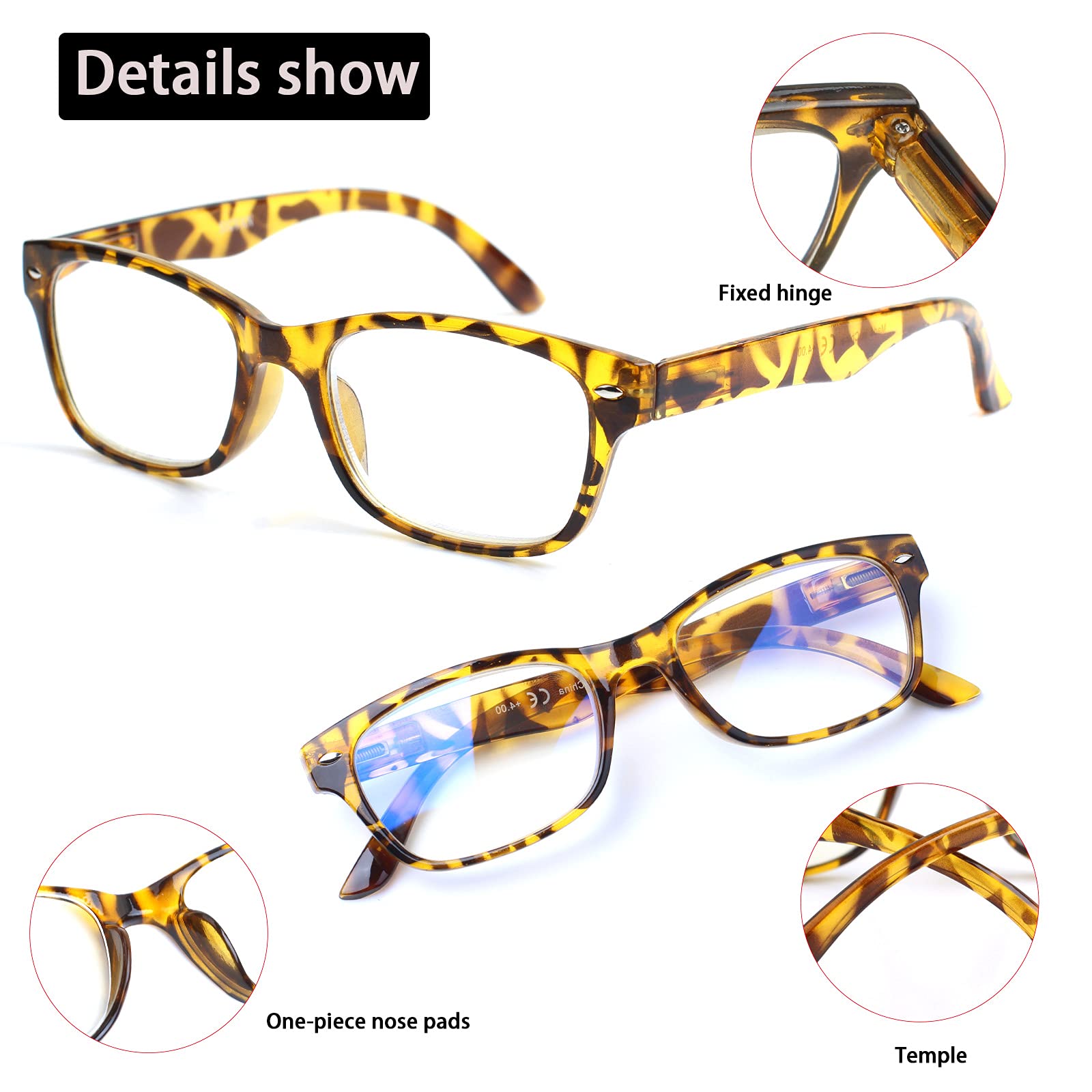 SIGVAN Blue Light Blocking Reading Glasses 5-Pack - Anti-Eye Strain Computer Glasses with Spring Hinge for Women & Men - Perfect for Office Work, Gaming & Screen Time