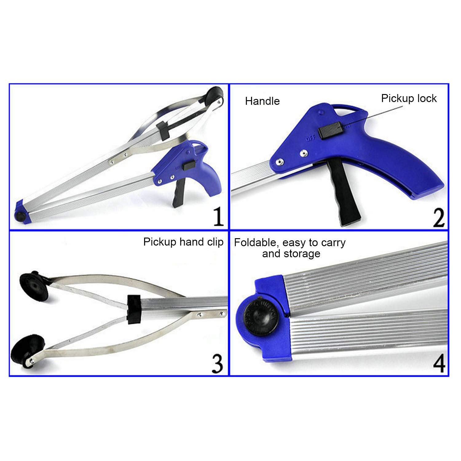 2-Pack Foldable Aluminum Alloy Grabber Pickup Tool for Trash & Litter - Lightweight Reaching Aid for Elderly & Disabled - Perfect for Home, Garden, Yard, Park & Outdoor Cleaning (Kangkangk)
