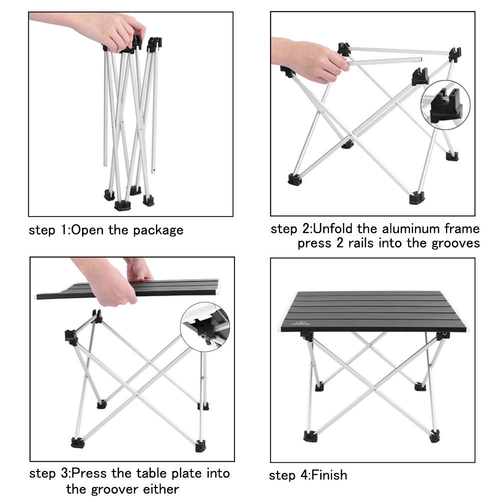 Ultralight Aluminum Folding Camping Table - Portable Roll Up Collapsible Picnic Table with Carry Bag for Outdoor, Beach, Cooking, Festival, Office & Indoor Use | Compact Design for Easy Storage & Travel