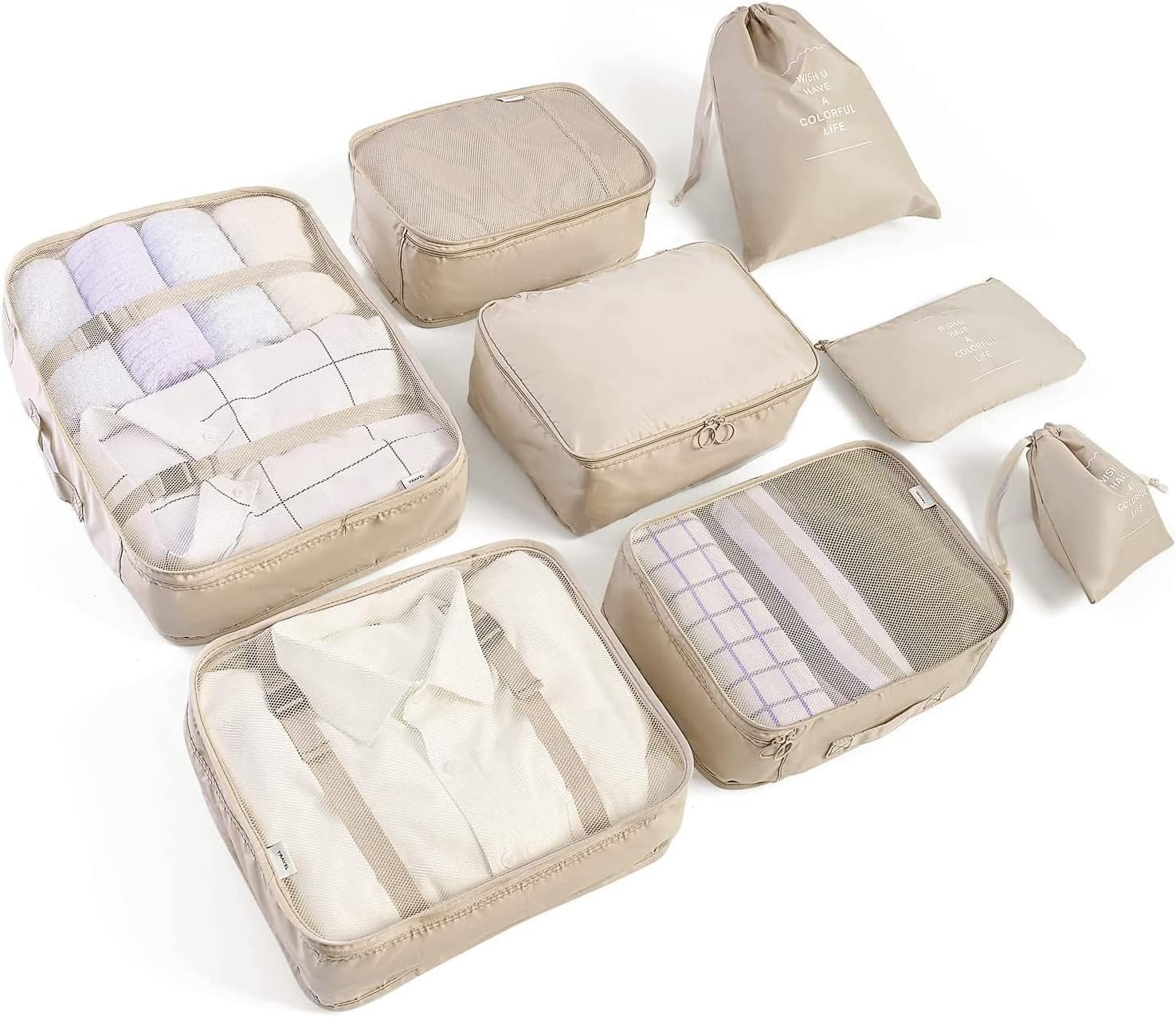 8-Piece Packing Cubes Set for Suitcases - Travel Luggage Organizers with Shoe Bag, Toiletry Bag & Laundry Bag | Perfect for Business Trips, Vacations & Weekend Getaways