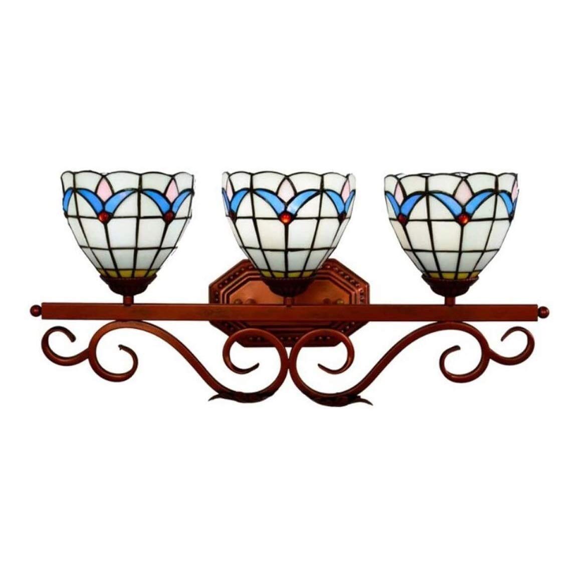 TLYXB Tiffany Style Wall Sconce - 3-Light European Minimalist Vanity Light with Orchid Stained Glass for Bathroom Mirror & Bedroom Lighting - Elegant Home Decor for Hallway, Entryway and Dressing Room
